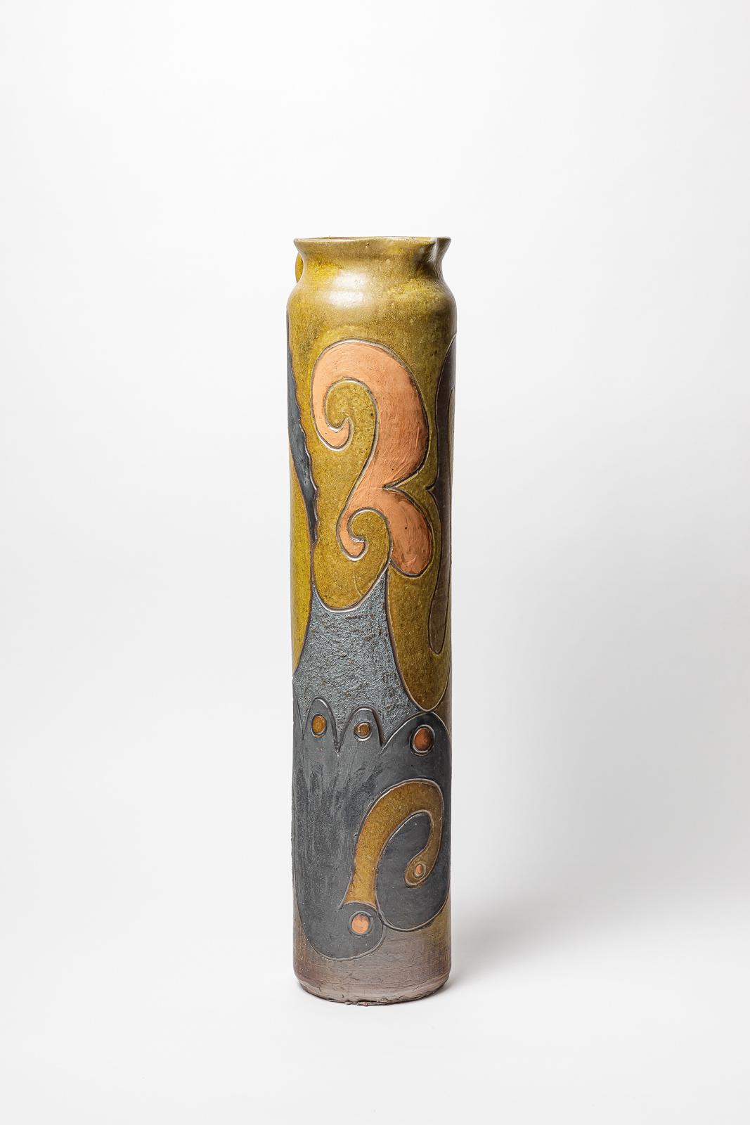 Beaux Arts Big stoneware pitcher by Georges Martin,  circa 1970-1980. For Sale