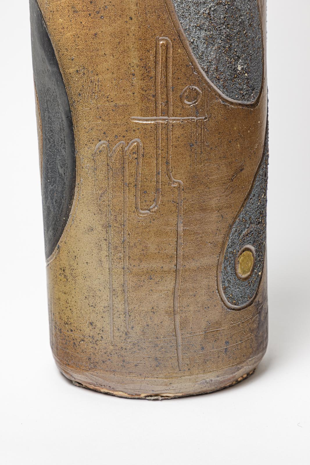 Late 20th Century Big stoneware pitcher by Georges Martin,  circa 1970-1980. For Sale
