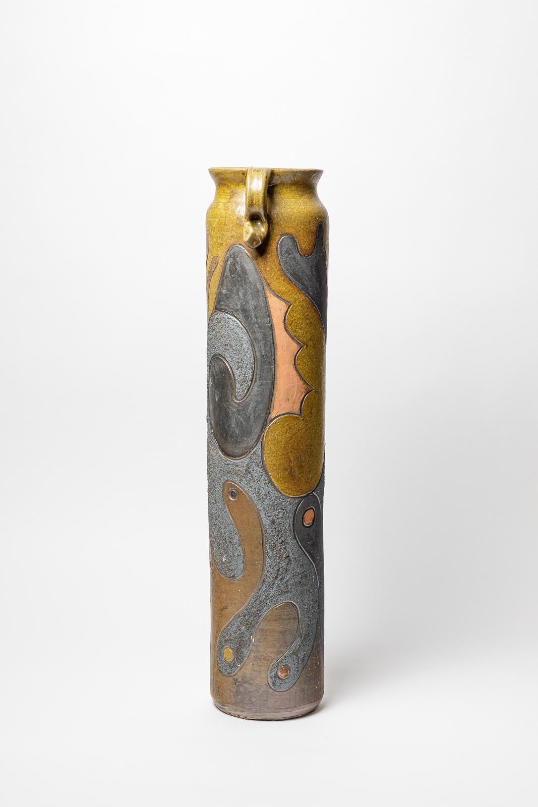 Ceramic Big stoneware pitcher by Georges Martin,  circa 1970-1980. For Sale