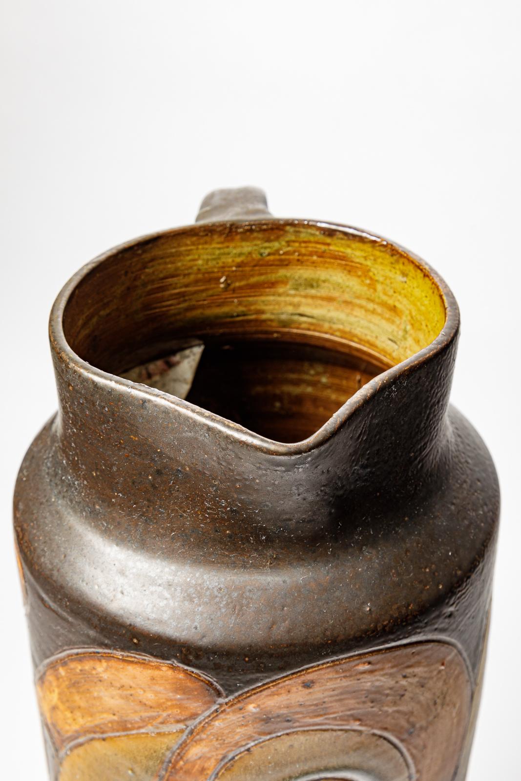 Big stoneware pitcher by Georges Martin, circa 1970-1980. For Sale 1