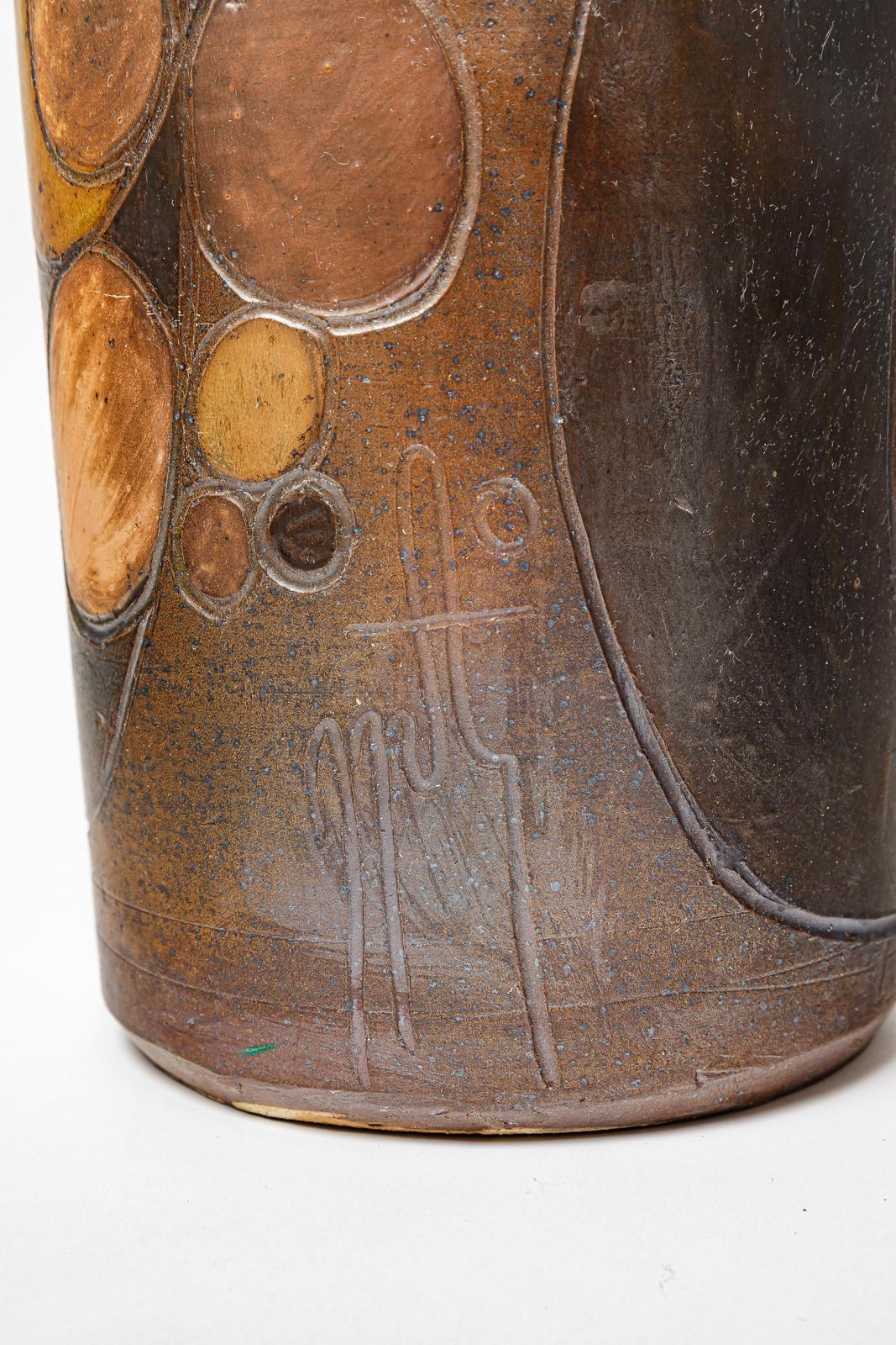 Big stoneware pitcher by Georges Martin, circa 1970-1980. For Sale 2