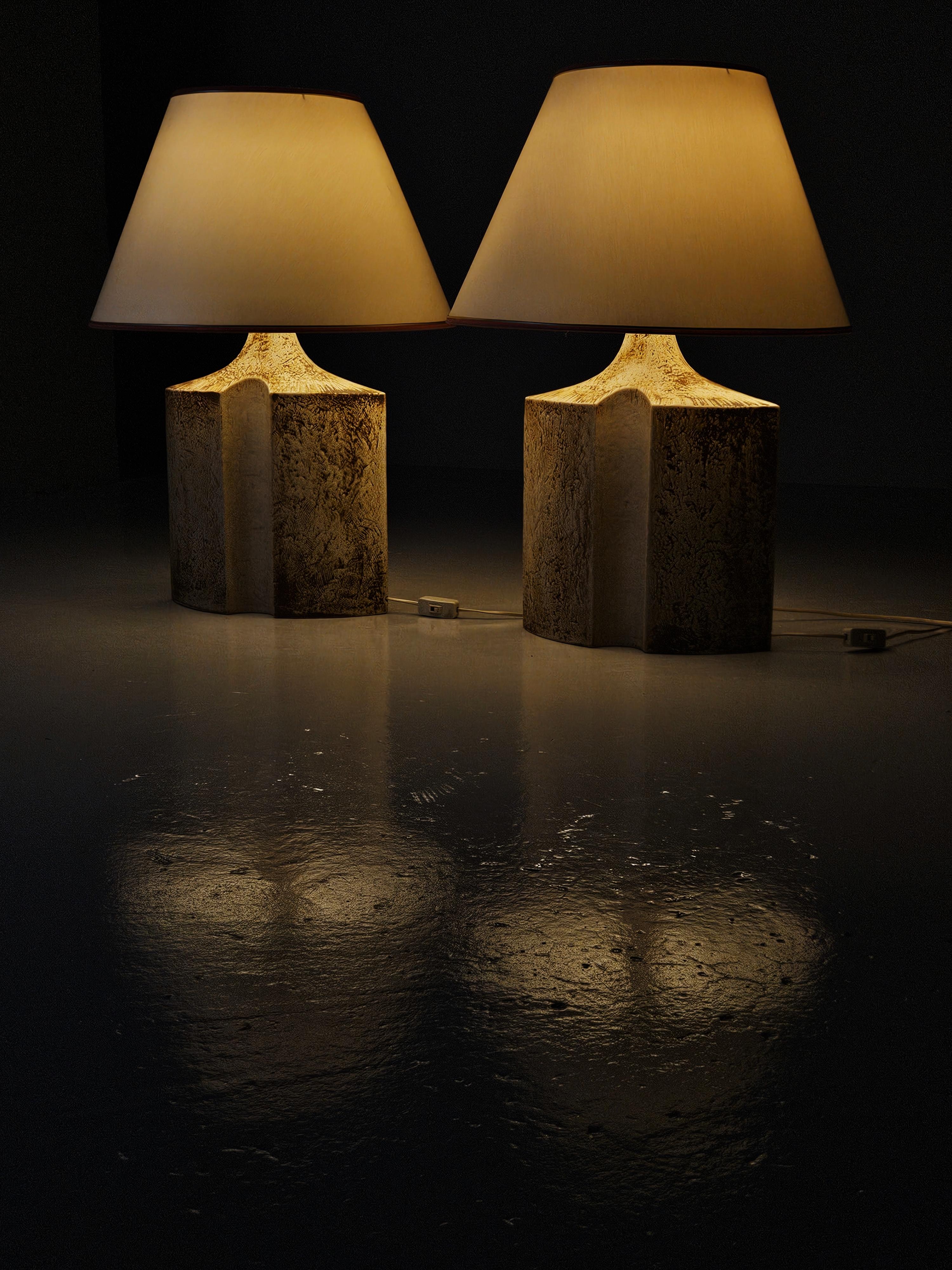 Big stoneware table lamps by Haico Nitzsche for Søholm Stentøj, Denmark, 1960s In Good Condition For Sale In Eskilstuna, SE