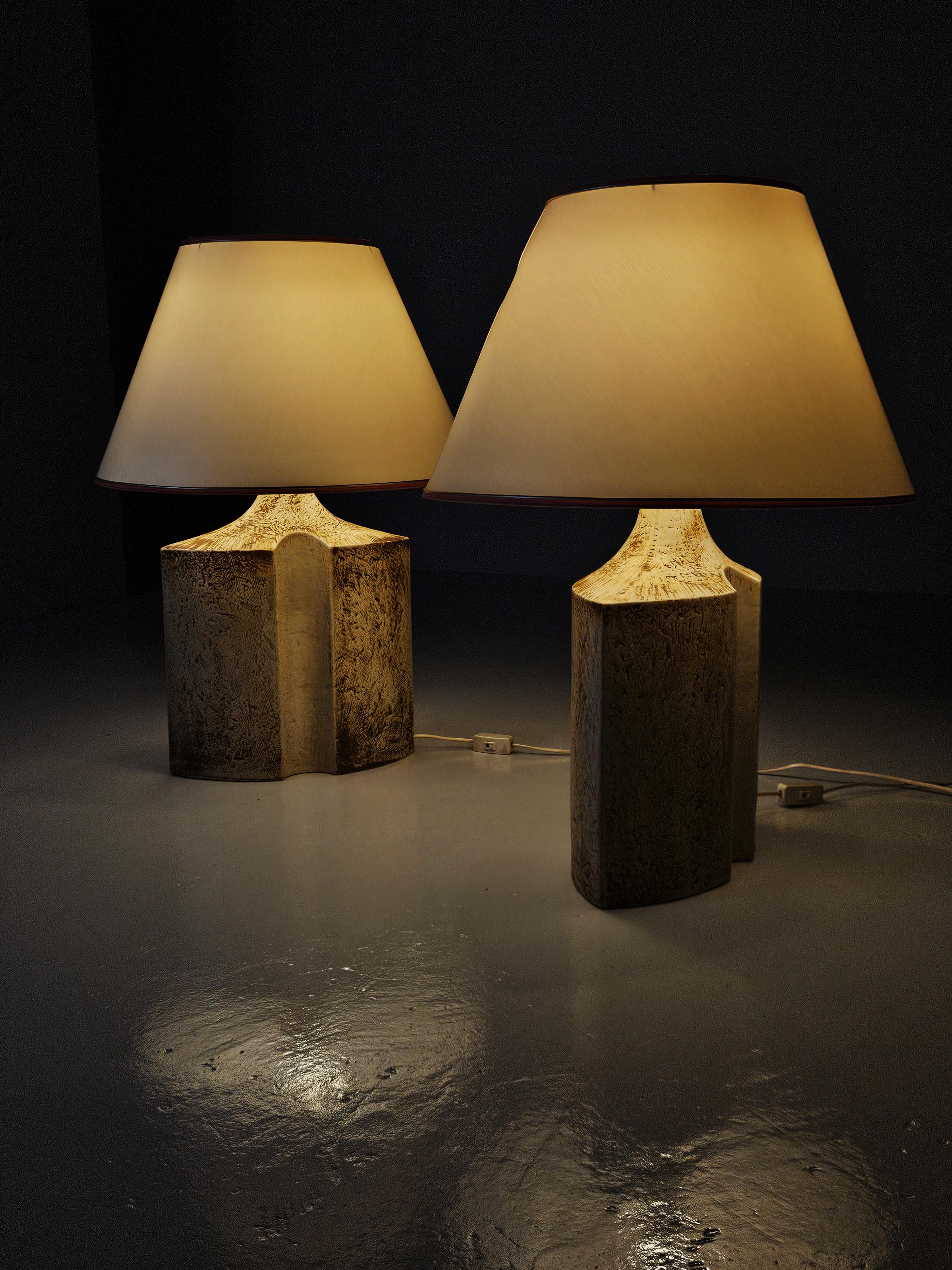20th Century Big stoneware table lamps by Haico Nitzsche for Søholm Stentøj, Denmark, 1960s For Sale