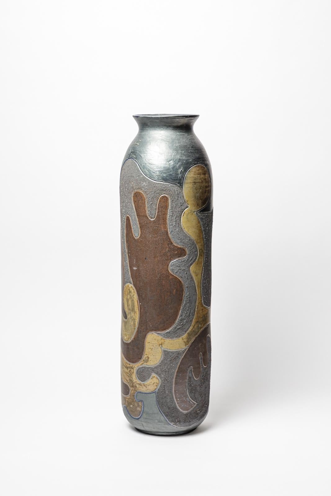 Beaux Arts Big stoneware vase by Georges Martin, circa 1970-1980. For Sale