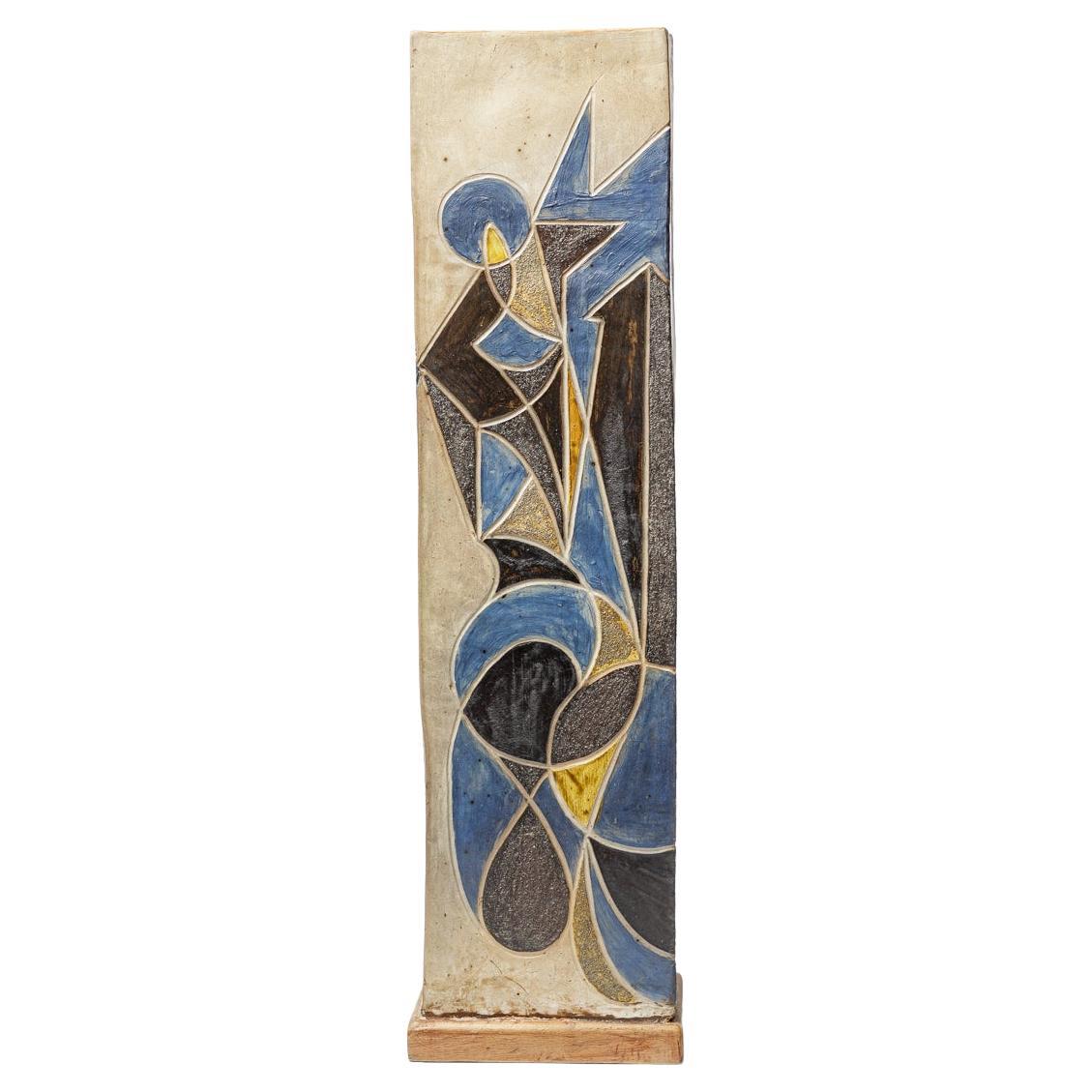 Big stoneware vase with geometrical decoration by Georges Martin, 1970-1980.