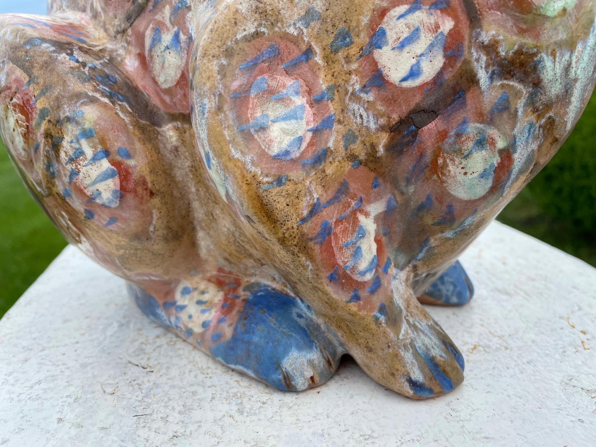 20th Century Big Spotted Year of Rabbit Sculpture- Hand Painted Masterwork Eva Fritz-Lindner For Sale