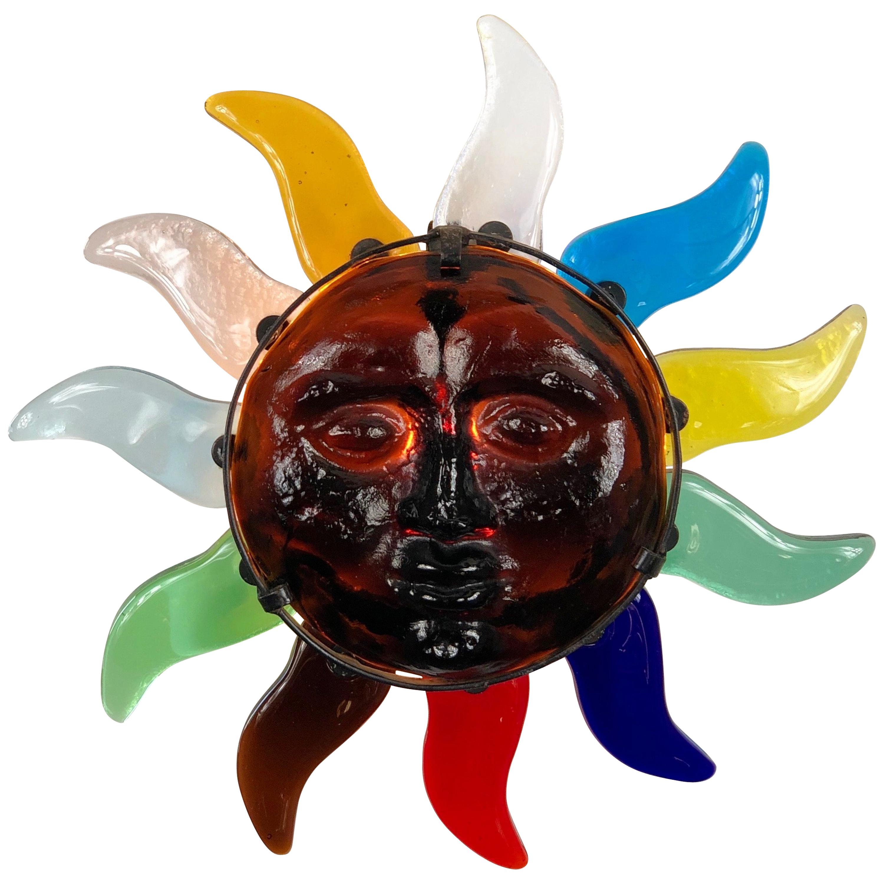 Big "Sun" Face Wall Sconces Lamp in Murano Glass, Italy, 1980s
