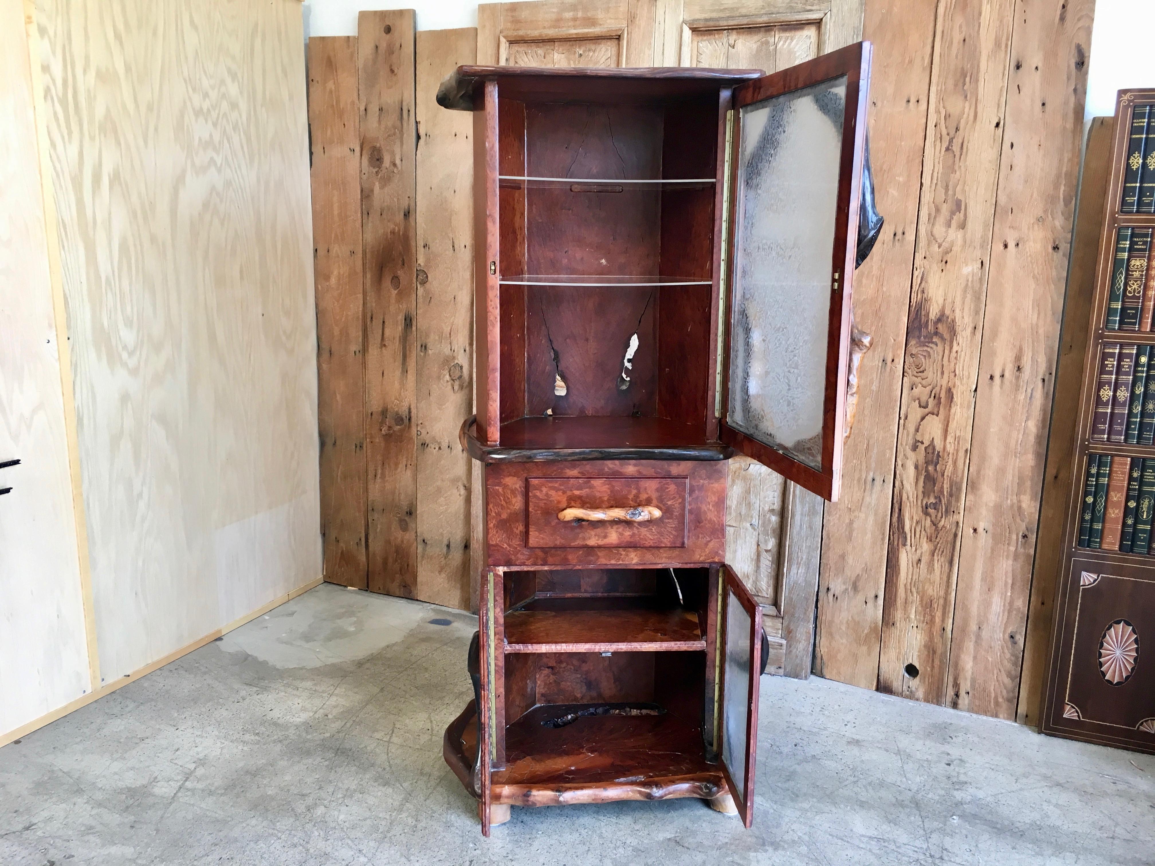Big Sur Burled Redwood Cabinet In Good Condition In Denton, TX