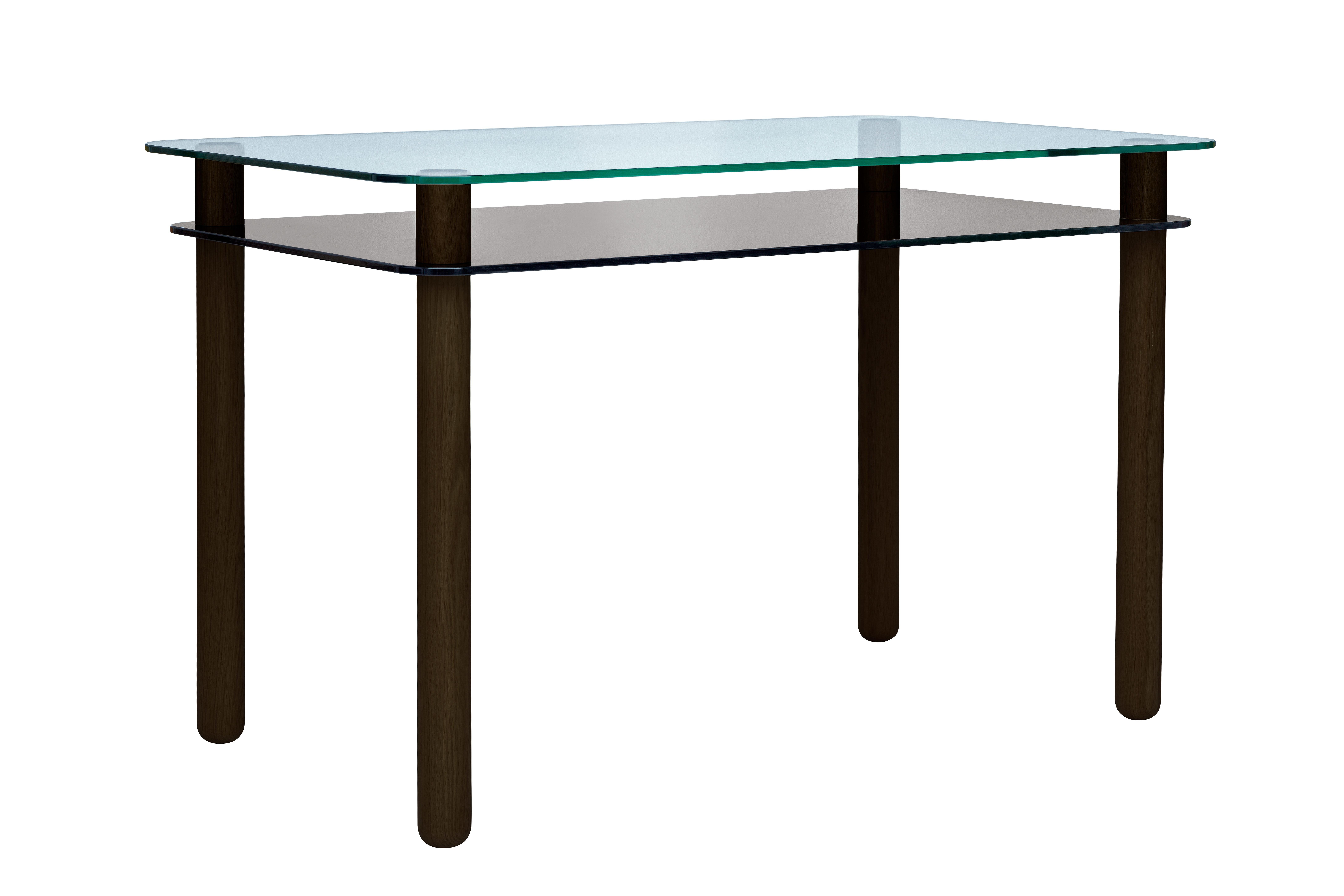 Polish Big Sur Desk by Fogia, Clear & Anthracite Glass , Wenge Legs For Sale