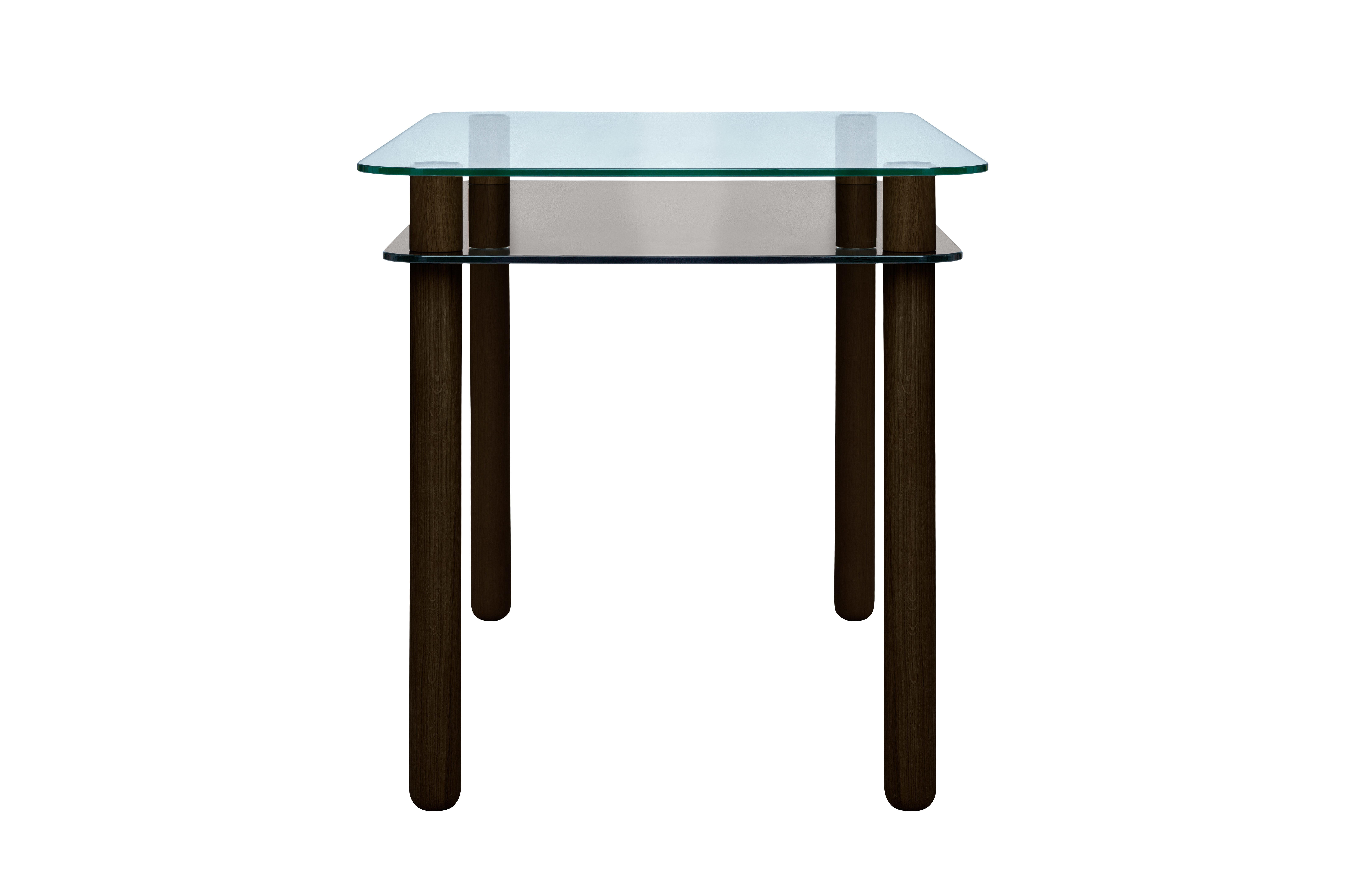 Stained Big Sur Desk by Fogia, Clear & Anthracite Glass , Wenge Legs For Sale