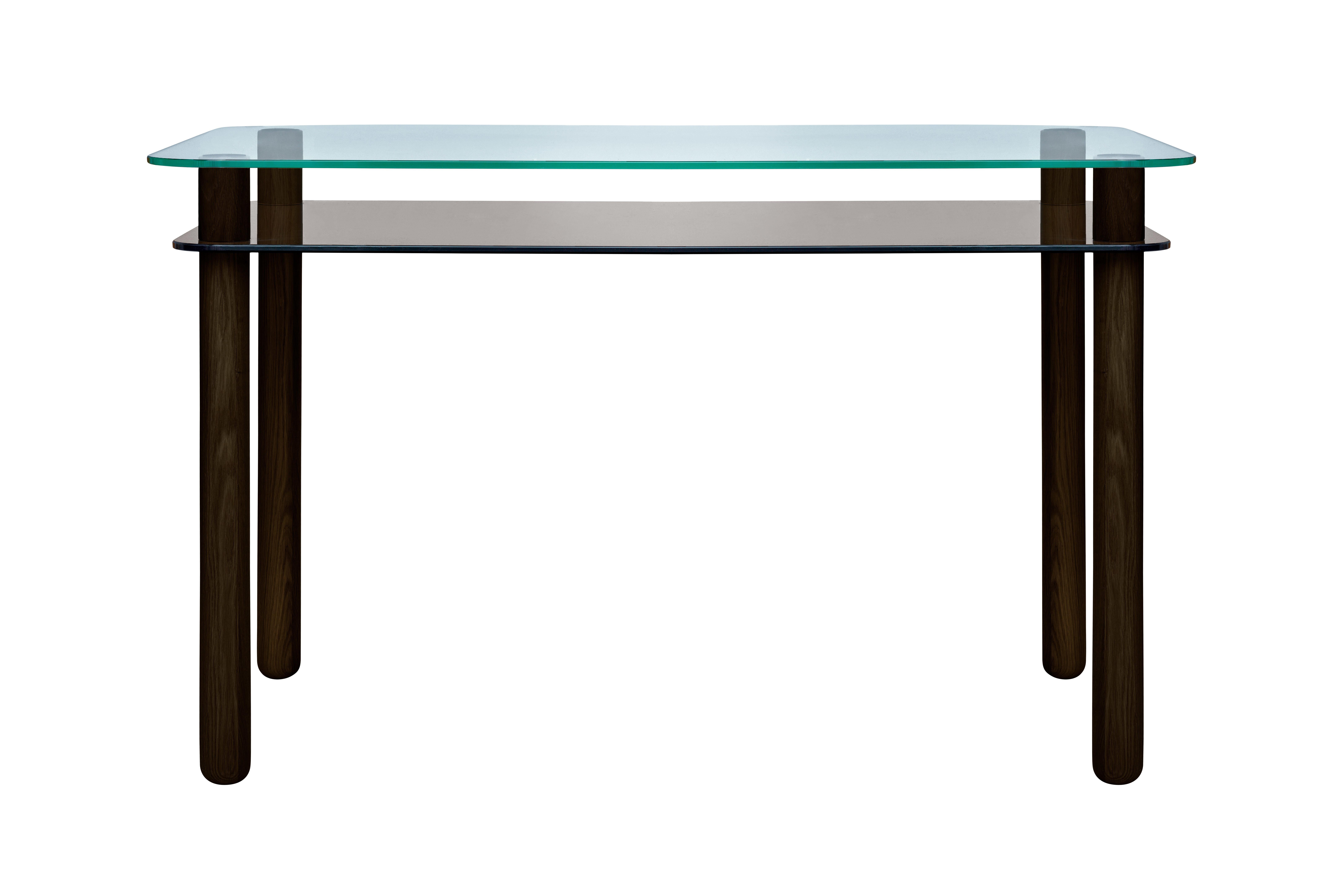 Big Sur Desk by Fogia, Clear & Anthracite Glass , Wenge Legs In New Condition For Sale In Paris, FR