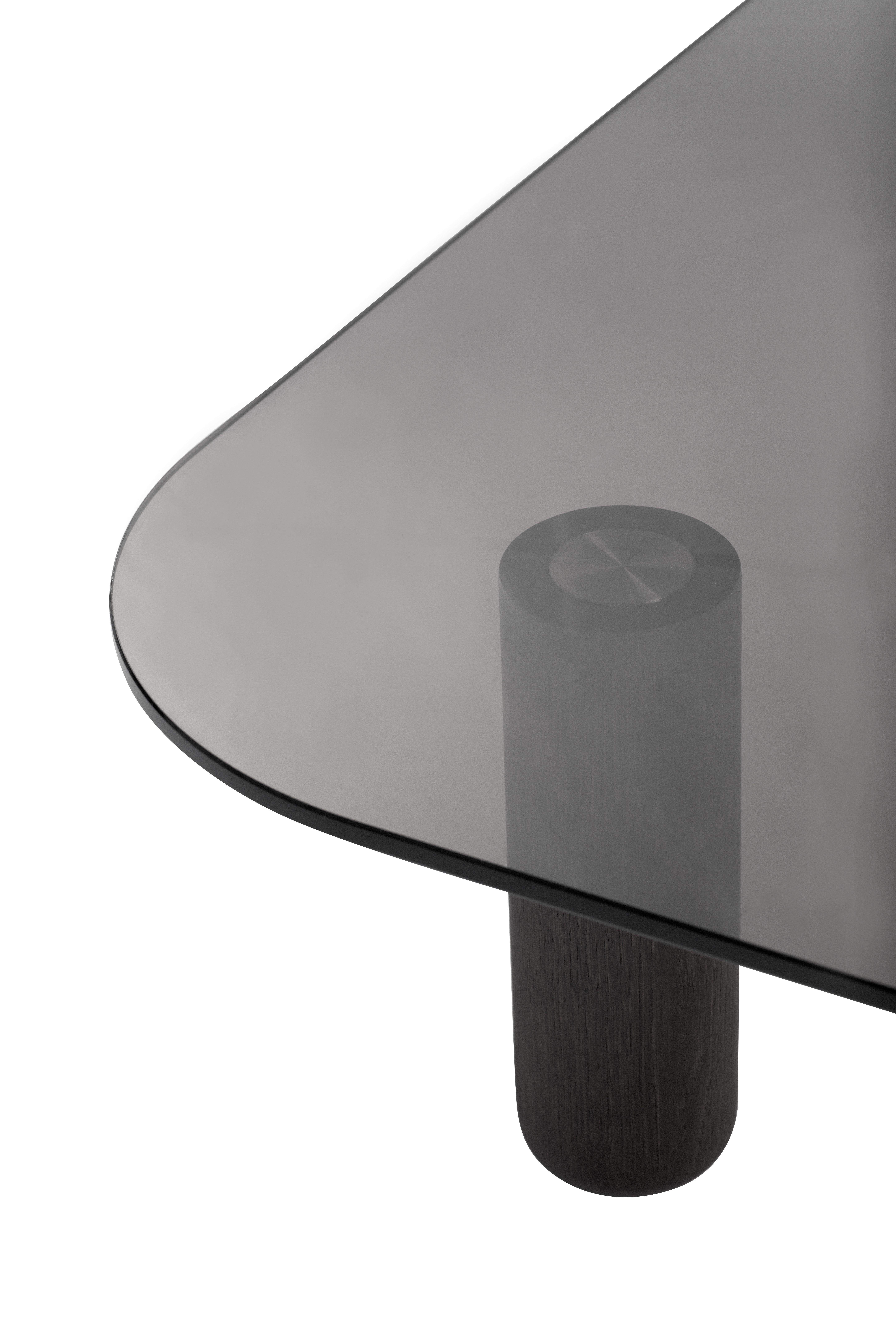 Contemporary Big Sur Desk by Fogia, Clear & Anthracite Glass , Wenge Legs For Sale