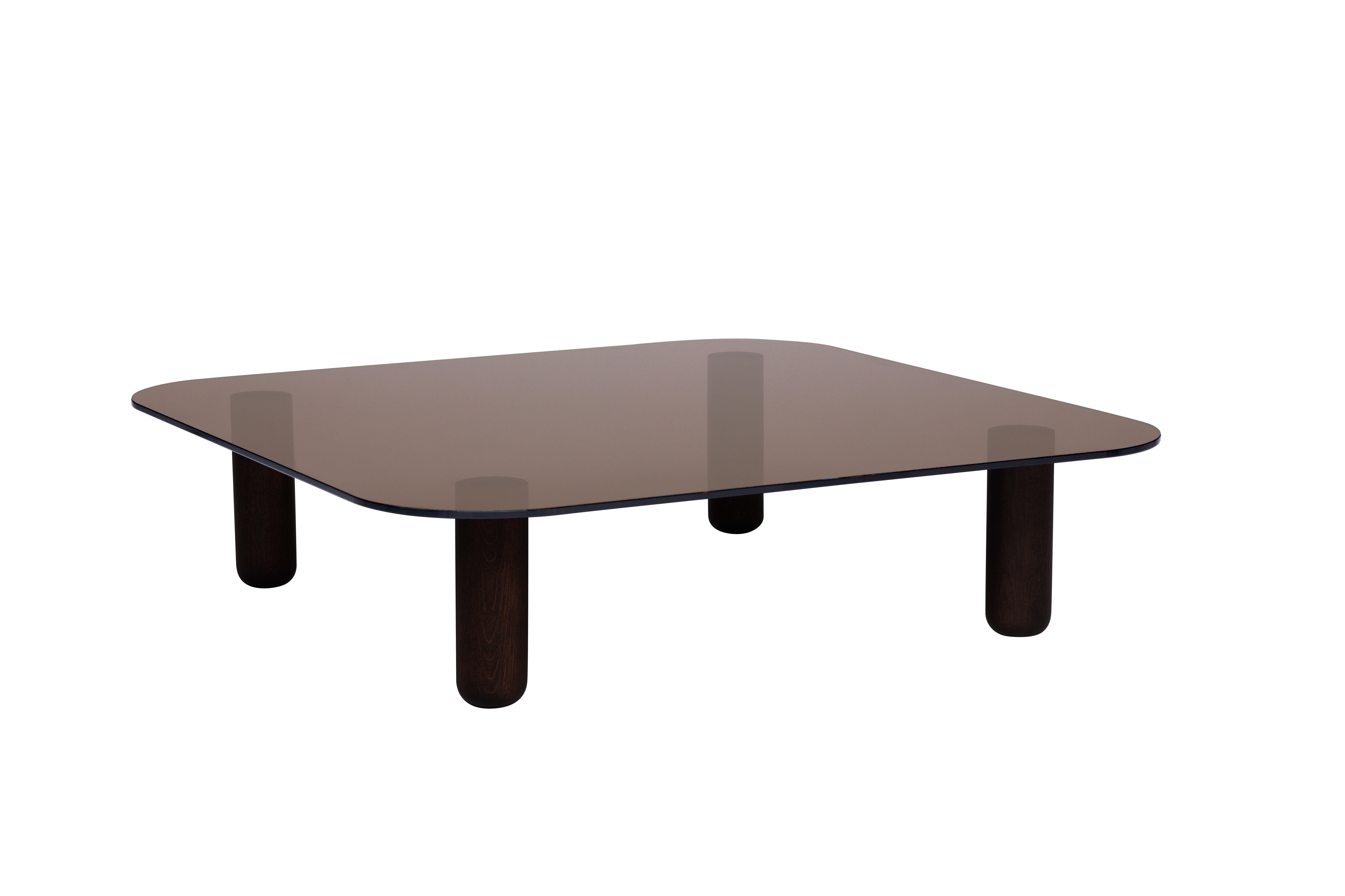Polish Big Sur Low Table by Fogia, Brown Glass, Wenge Legs For Sale