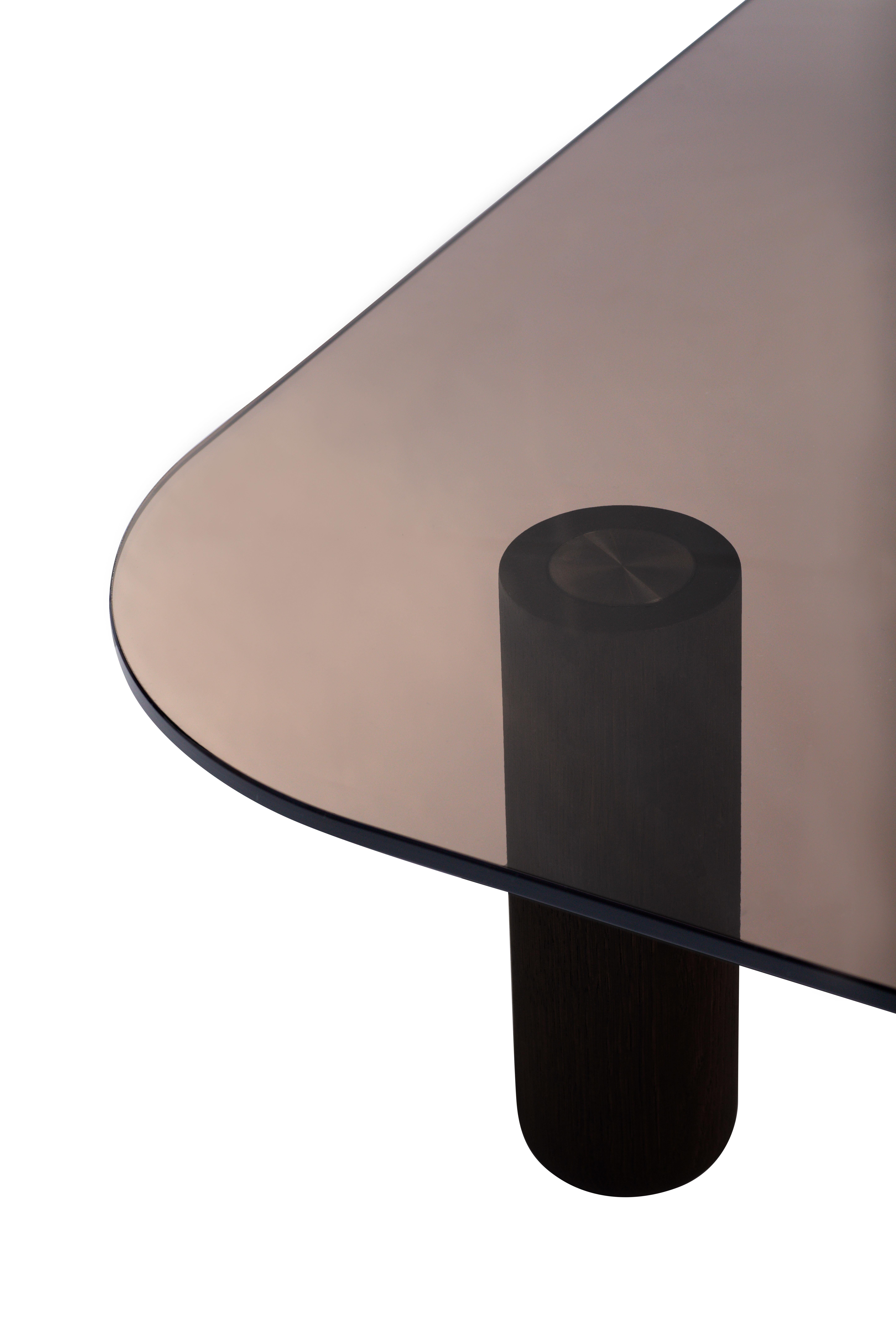 Tacheté Table basse Big Sur par Fogia, verre Brown, pieds Wenge en vente