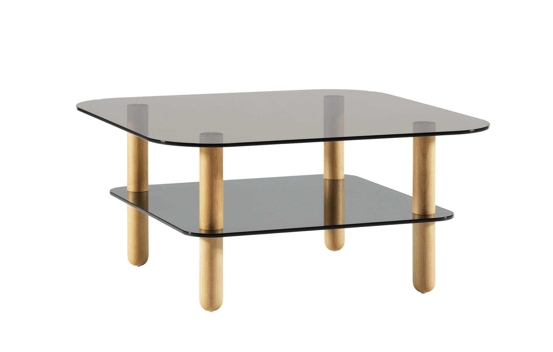 Big Sur Sofa Table High by Fogia, Anthracite Glass , Black Legs In New Condition For Sale In Paris, FR
