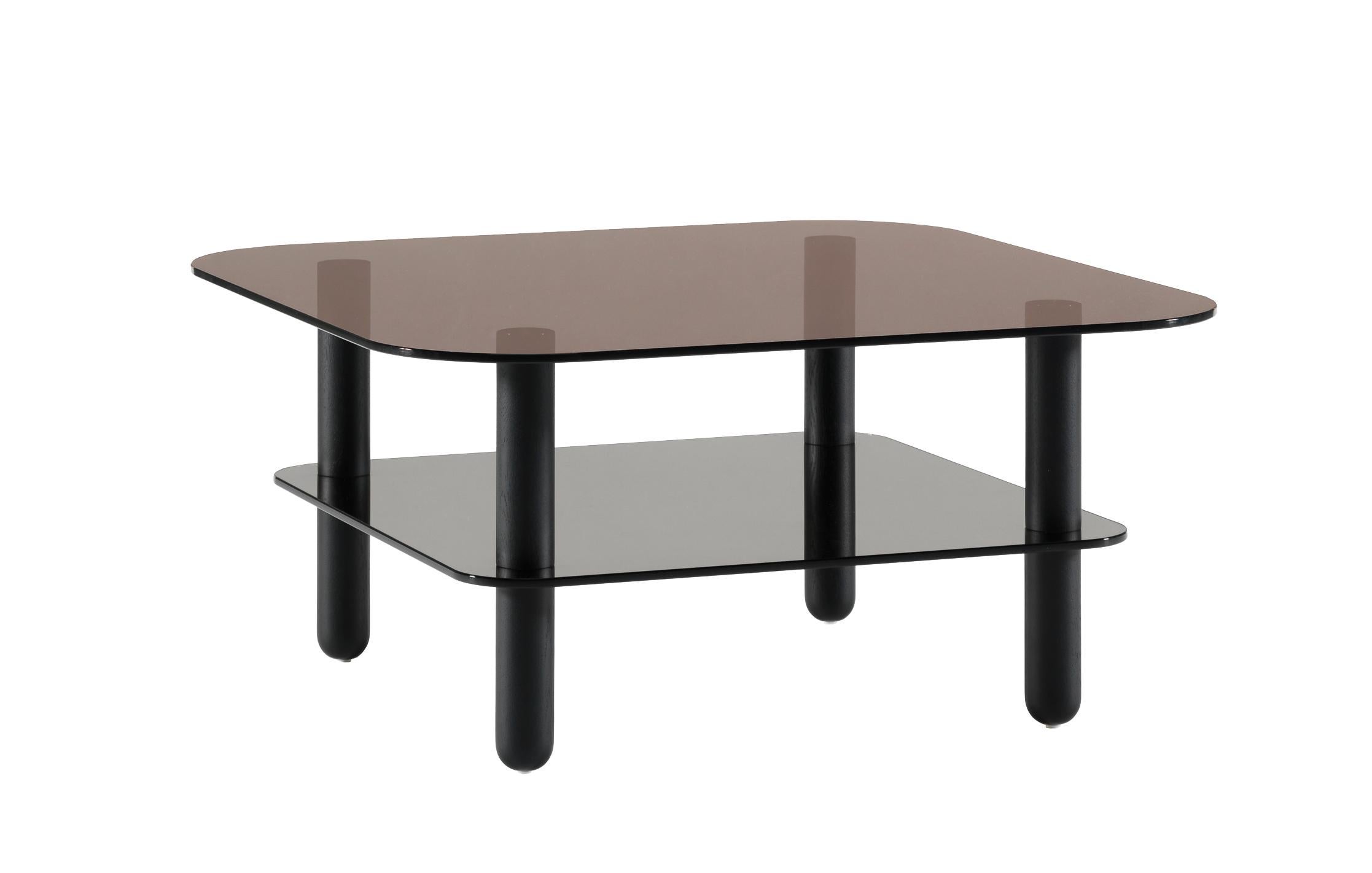 Big Sur Sofa Table High by Fogia, Anthracite Glass , Black Legs For Sale 1
