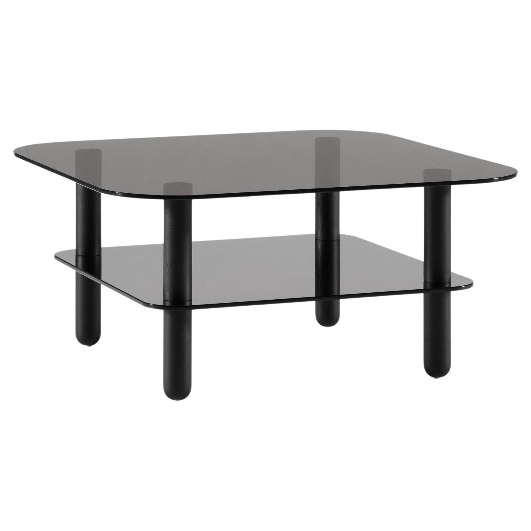Big Sur Sofa Table High by Fogia, Anthracite Glass , Black Legs For Sale