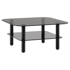 Big Sur Sofa Table High by Fogia, Anthracite Glass , Black Legs