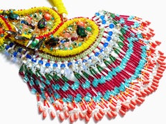 Big Swarovski Crystal and Multi-Beaded Embellished Paisley Tassel Bib Necklace