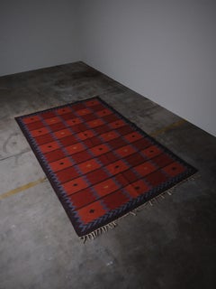 Big Swedish flatweave carpet 'Garden' by Berit Woelfer, 1960s