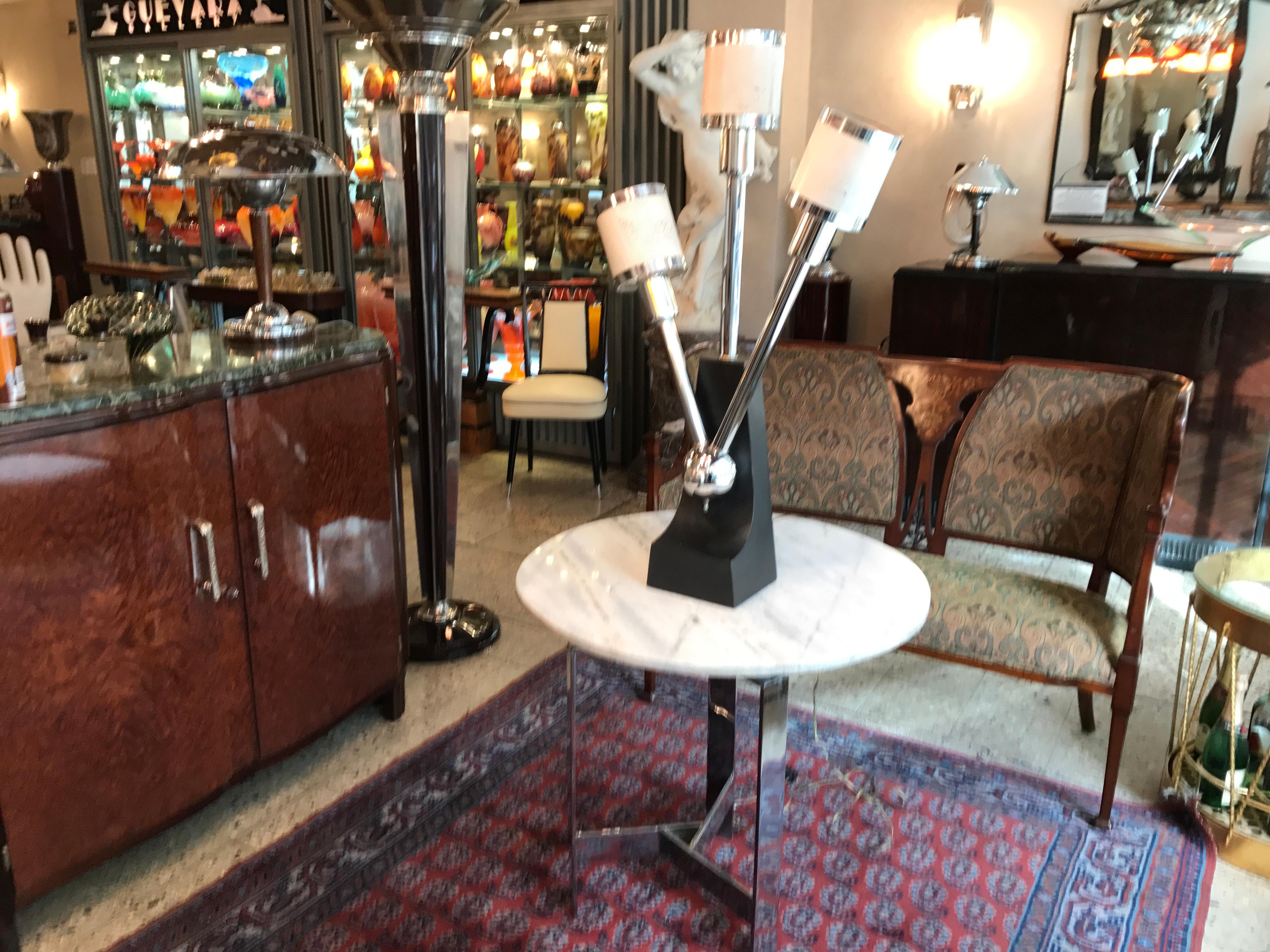 Table lamp Art deco

Materia: wood and chrome
Country: Italian
To take care of your property and the lives of our customers, the new wiring has been done.
If you want to live in the golden years, this is the table lamp that your project needs.
We