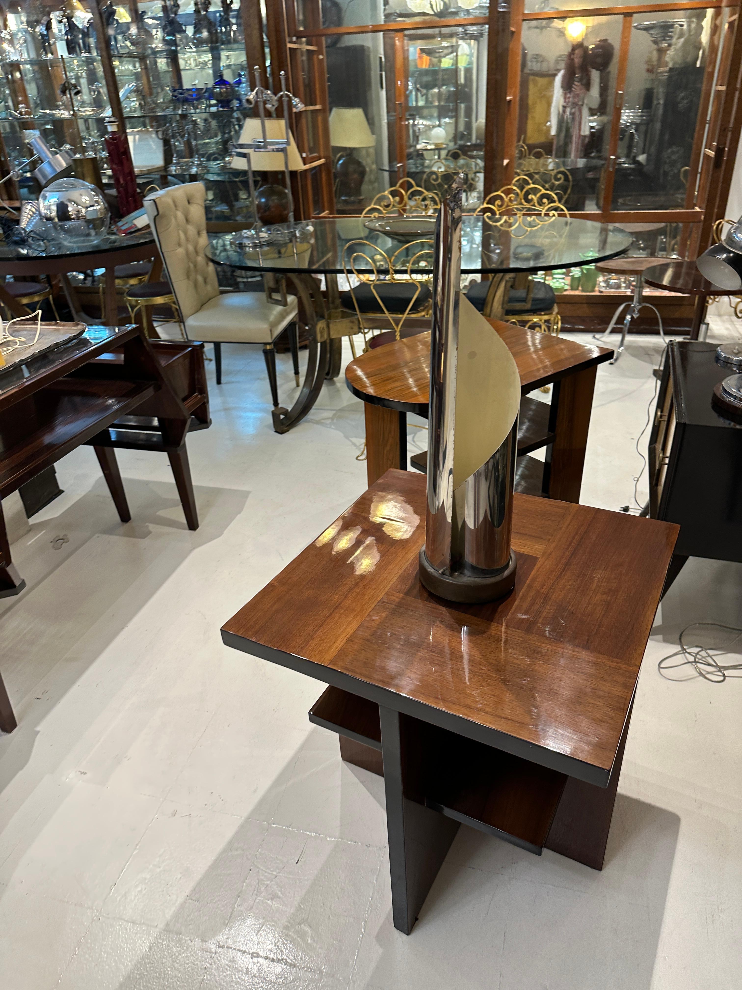 Big Table Lamp, 1970, Material: Chrome, France Attributed to Bended Brushed For Sale 9