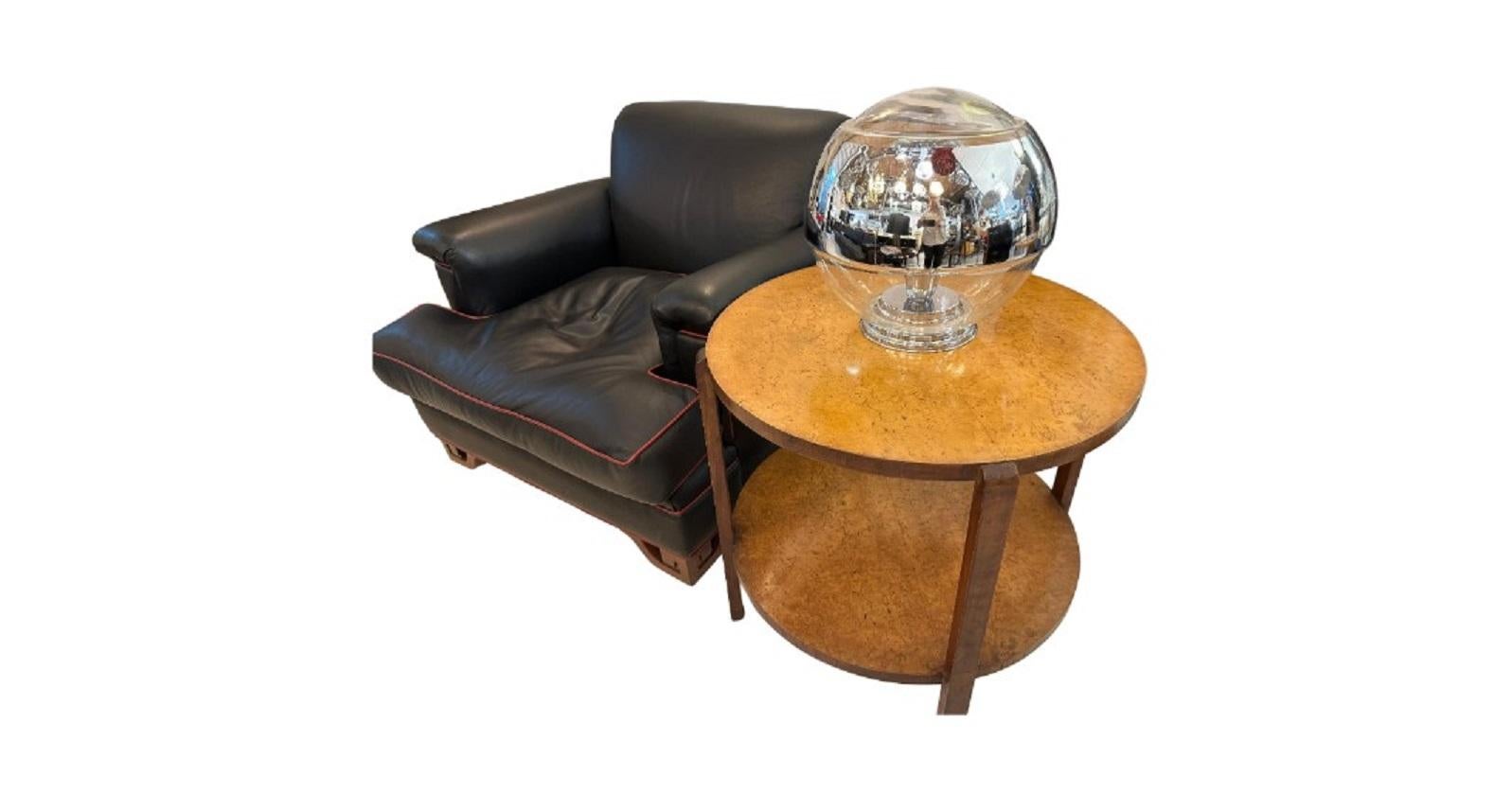 Lámpara de mesa grande de cristal y cromo, 1950, Alemana Moderno de mediados de siglo en venta