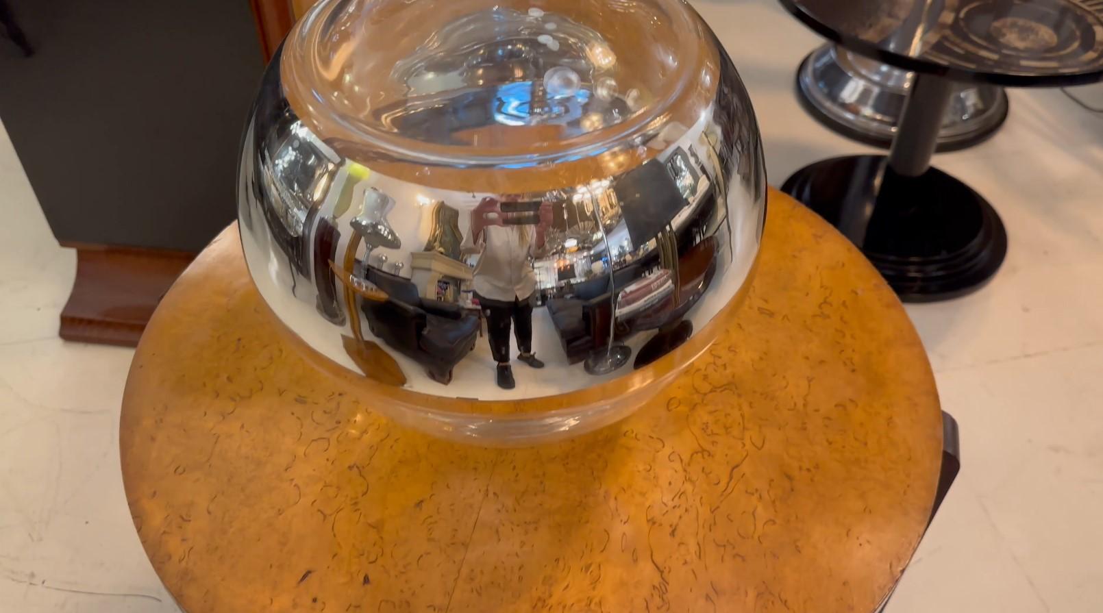Lámpara de mesa grande de cristal y cromo, 1950, Alemana mediados del siglo XX en venta