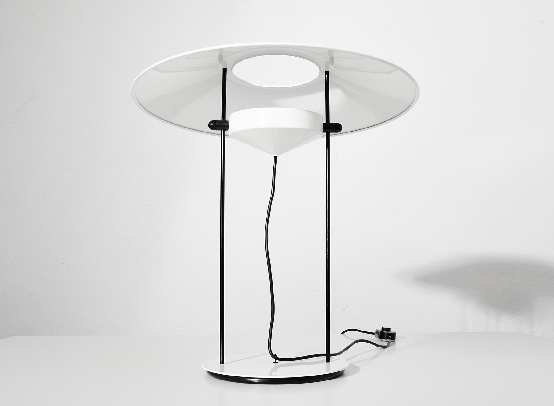 Mid-Century Modern Big Table Lamp in Lacquered Metal Attributed to Enrico Tronconi For Sale