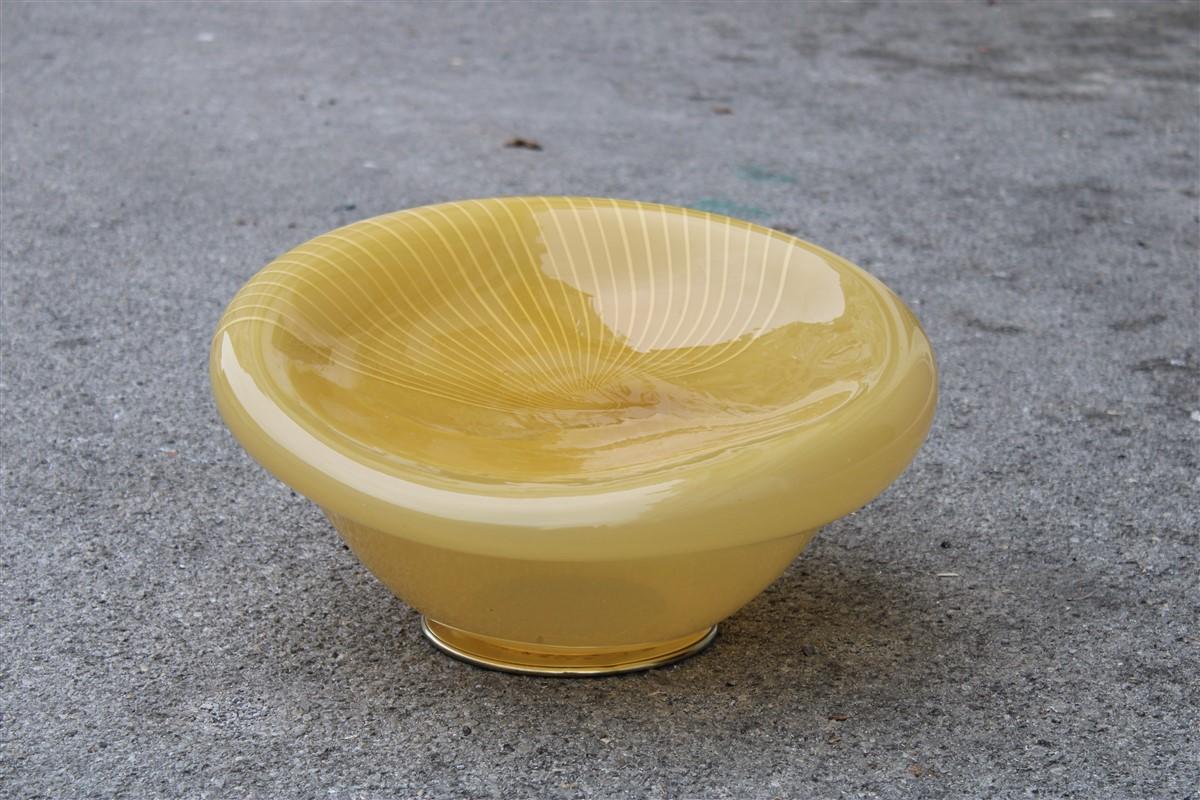Big Table Lamp Squashed Venini Style 1970 Piece Italian Design Yellow Rare For Sale 4