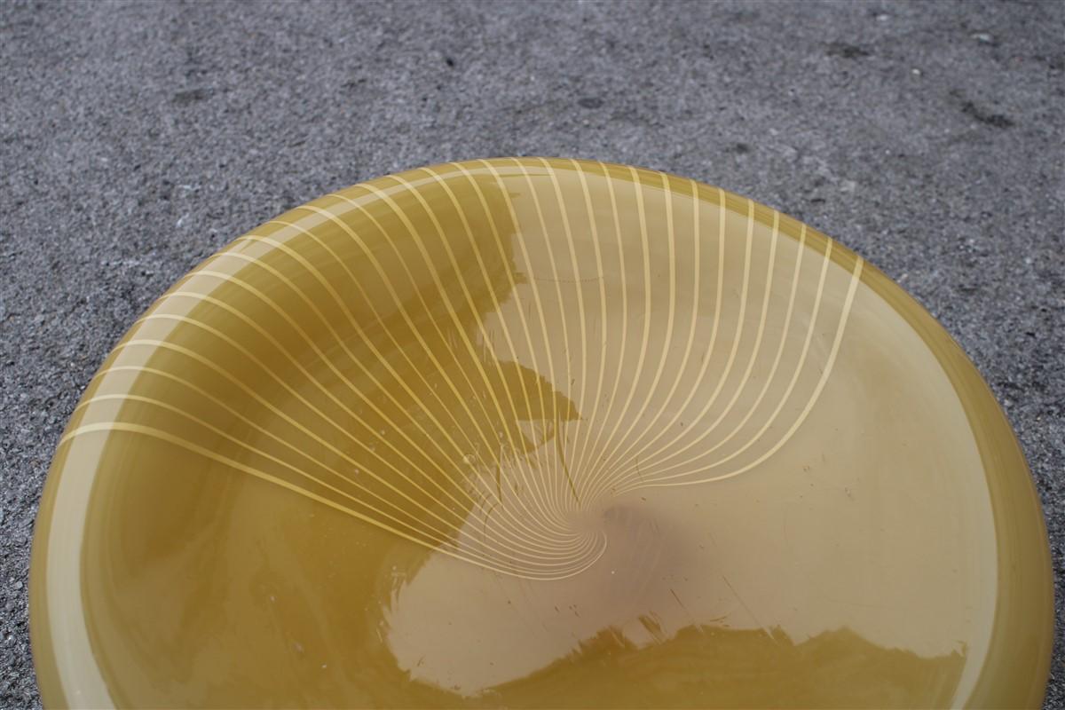 Big Table Lamp Squashed Venini Style 1970 Piece Italian Design Yellow Rare For Sale 6