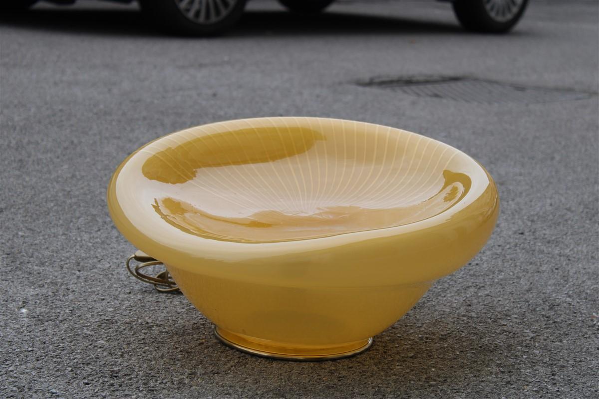 Big Table Lamp Squashed Venini Style 1970 Piece Italian Design Yellow Rare For Sale 10