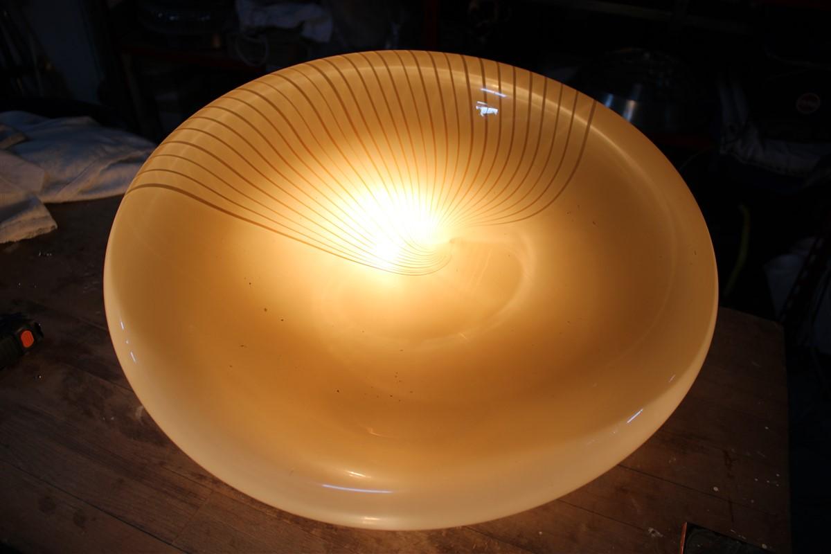 Big Table Lamp Squashed Venini Style 1970 Piece Italian Design Yellow Rare In Good Condition For Sale In Palermo, Sicily