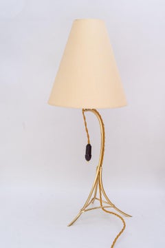 Lámpara de mesa grande con pantalla de tela de rupert Nikoll viena hacia los años 50