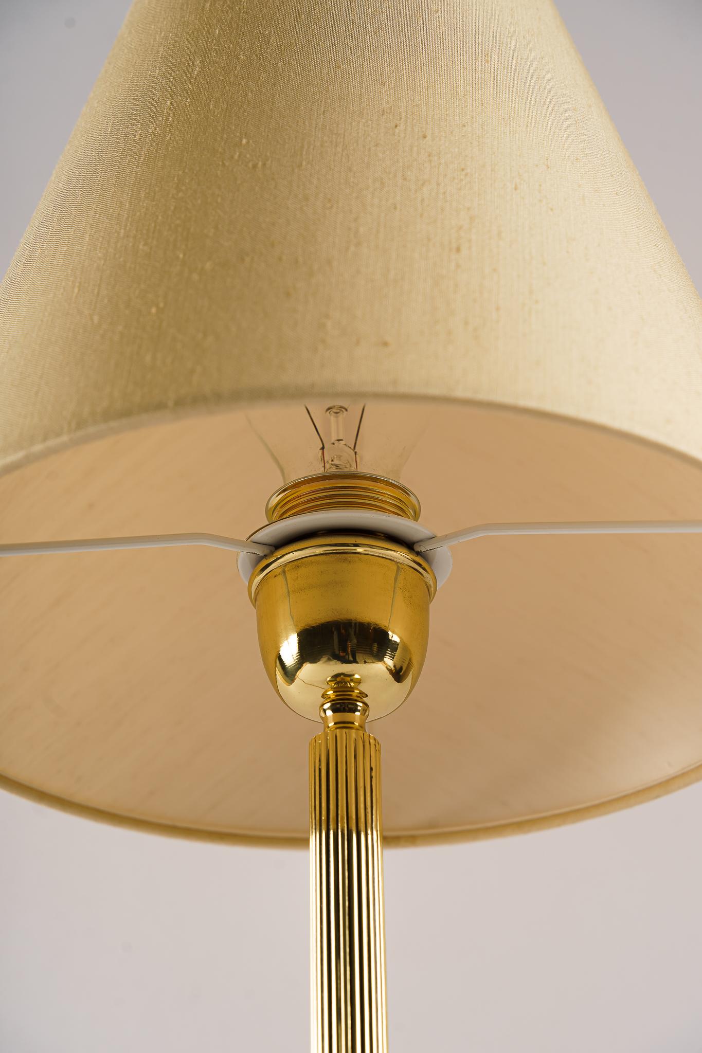 Mid-Century Modern Big Table Lamp with Fabric Shade Vienna Around 1950s For Sale