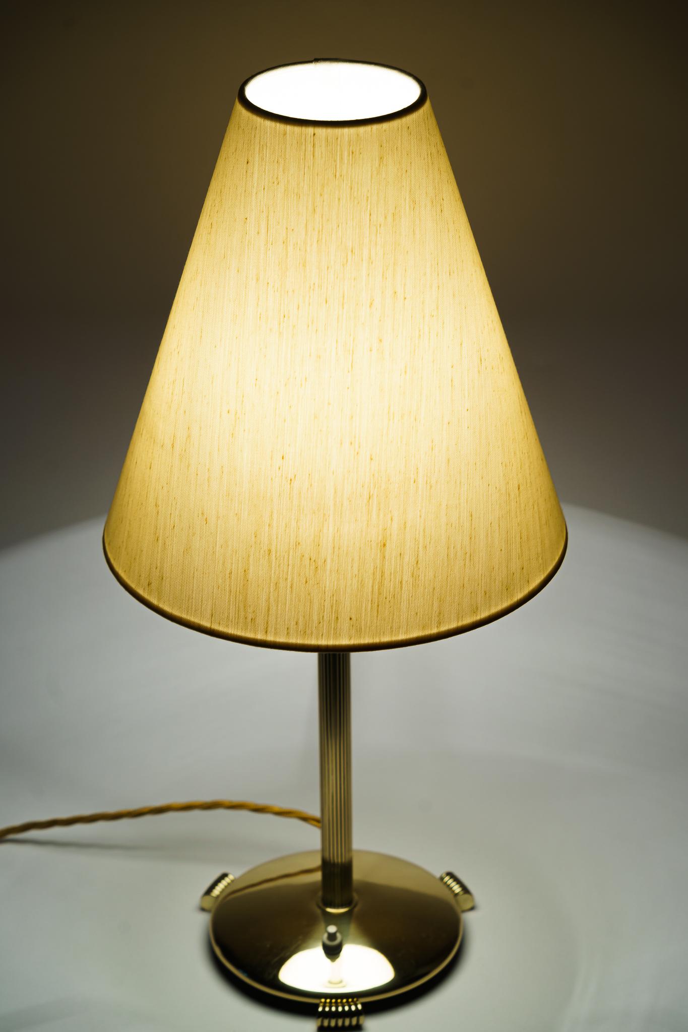 Big Table Lamp with Fabric Shade Vienna Around 1950s In Good Condition For Sale In Wien, AT