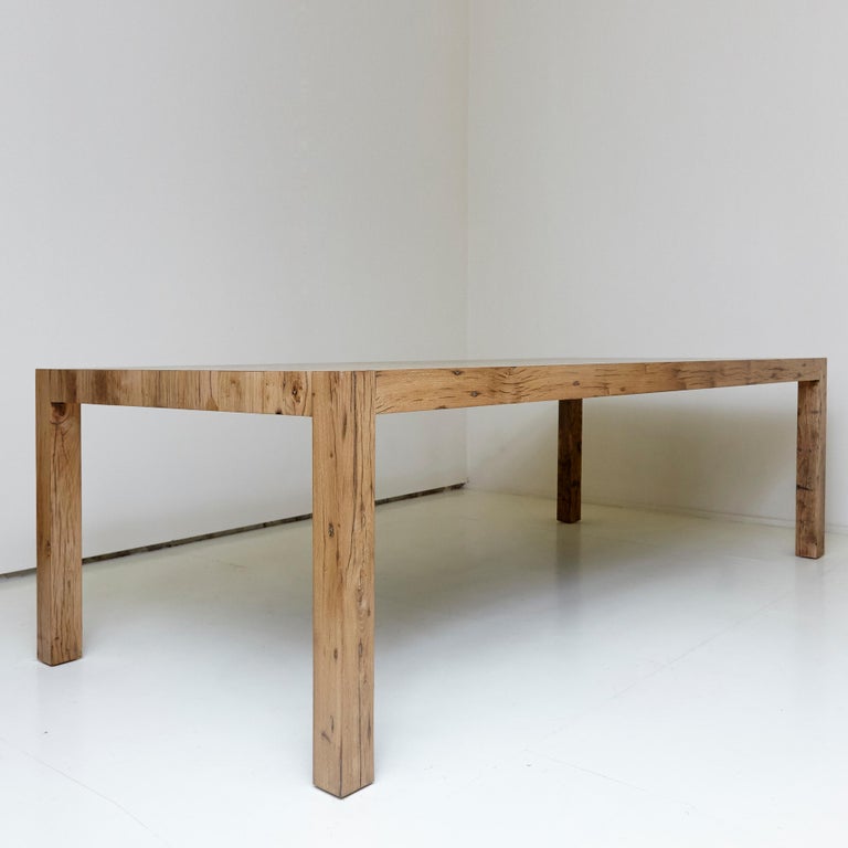 Mid Century Modern Recovered Oak Big Table For Sale at 1stDibs