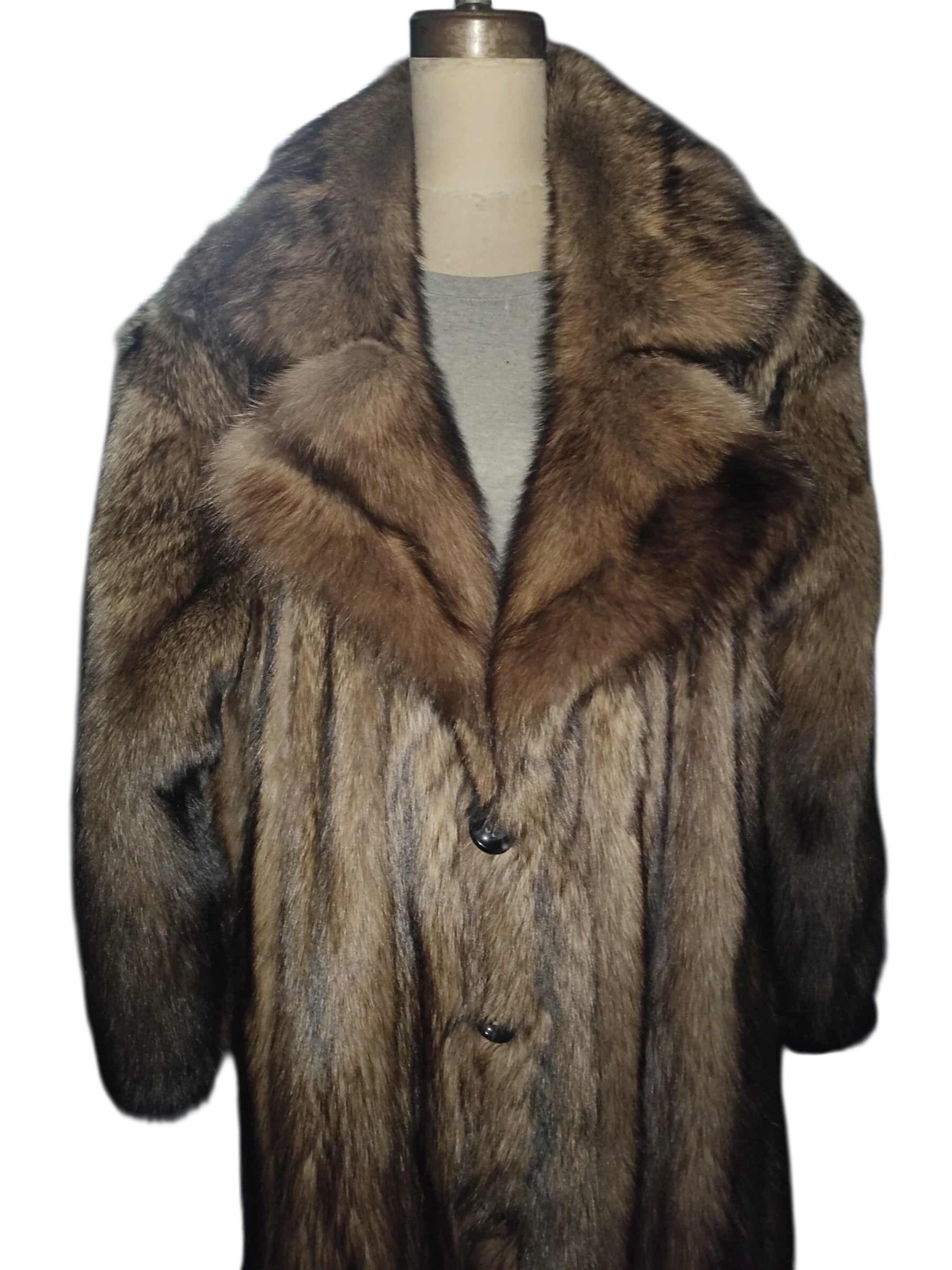 Nero Big Tall Giacca da uomo in pelliccia di zibellino Fisher taglia 2 XL in vendita