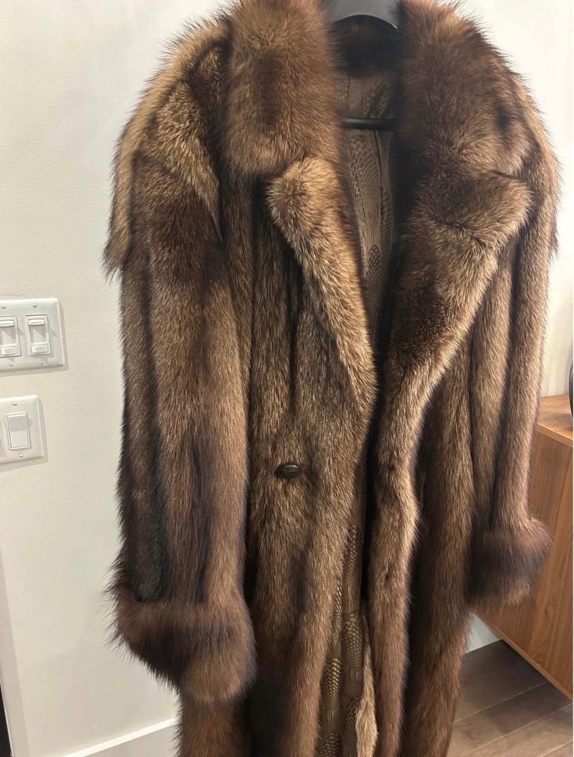 Big Tall Chaqueta de abrigo de piel de marta Fisher para hombre talla 50/L Marrón en venta