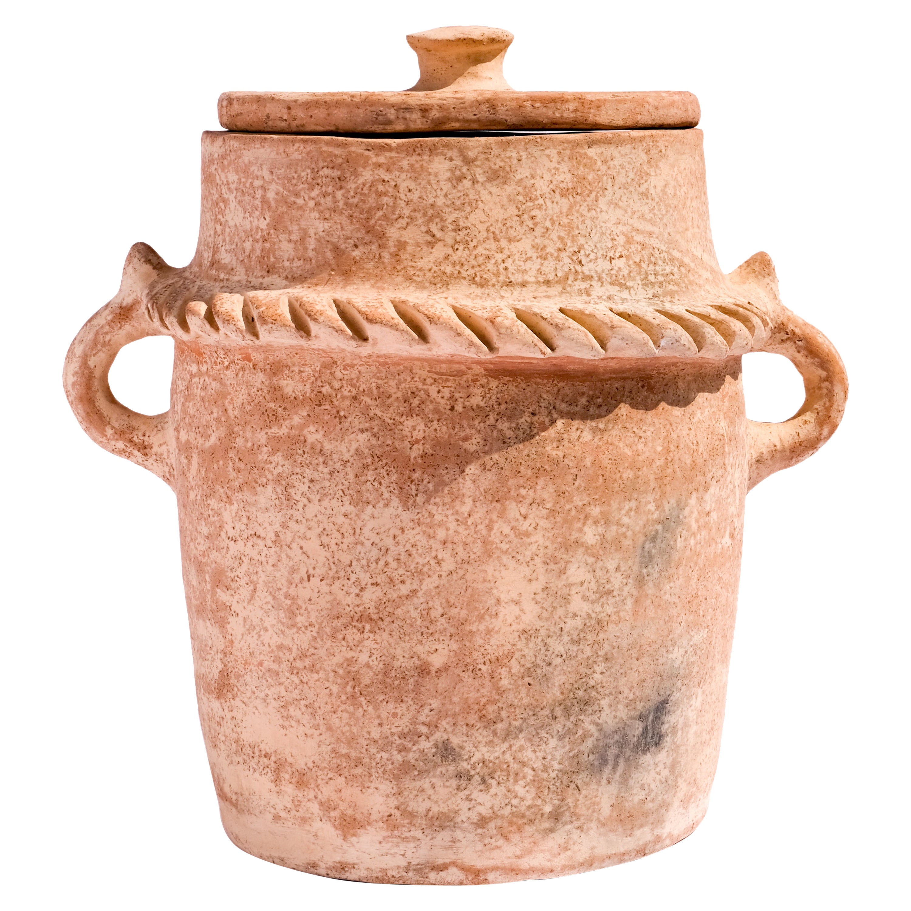 Grande vaso tradizionale in terracotta fatto di argilla, realizzato a mano dal vasaio Houda