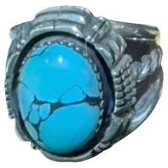 Used Big Timber: Kingman Turquoise Sterling Silver Ring by Robert Drozd