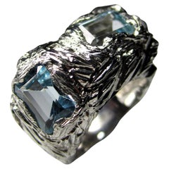 Big Topaz Silver Ring Natural Blue Statement Gemstone Bold Fine Jewelry