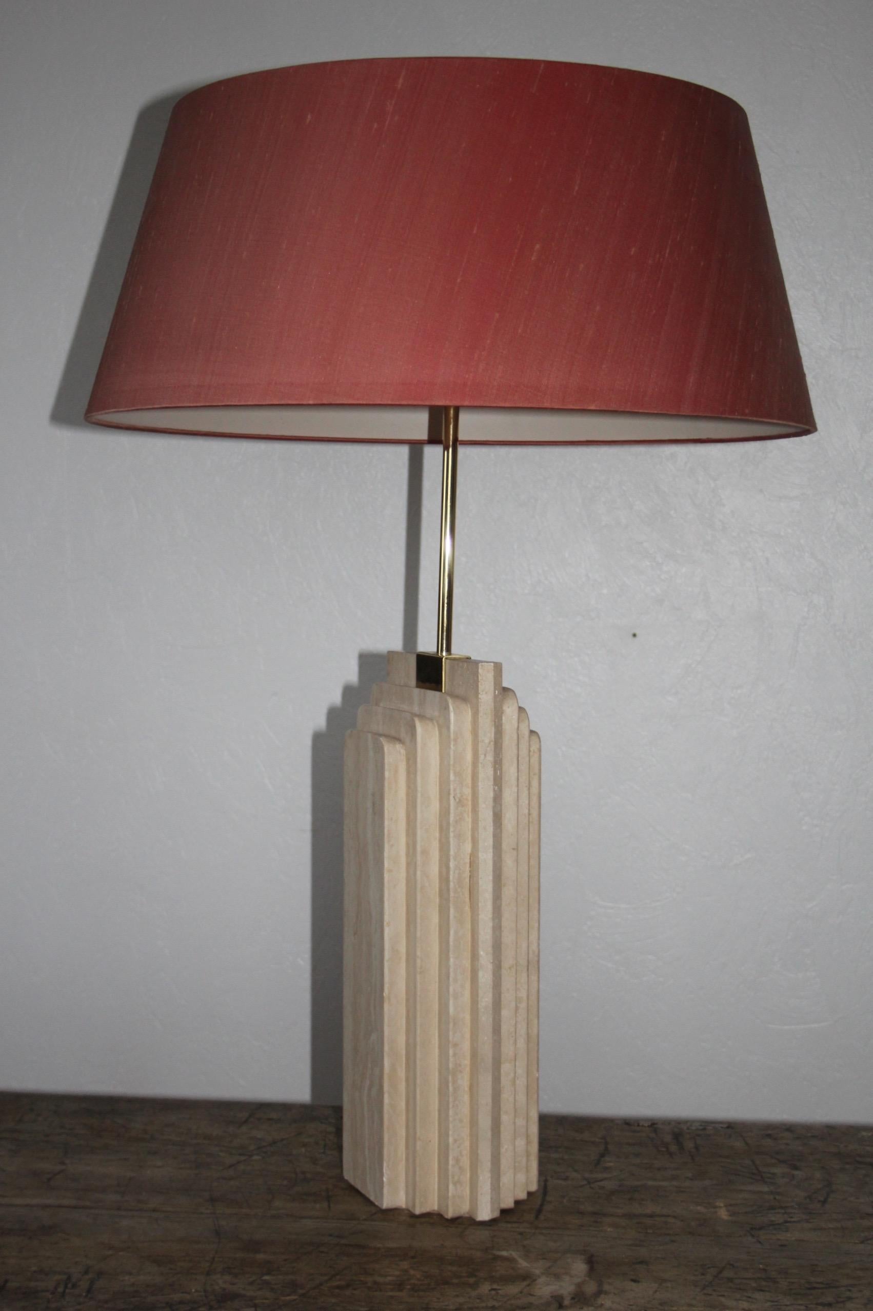 European Big Travertin Table Lamp