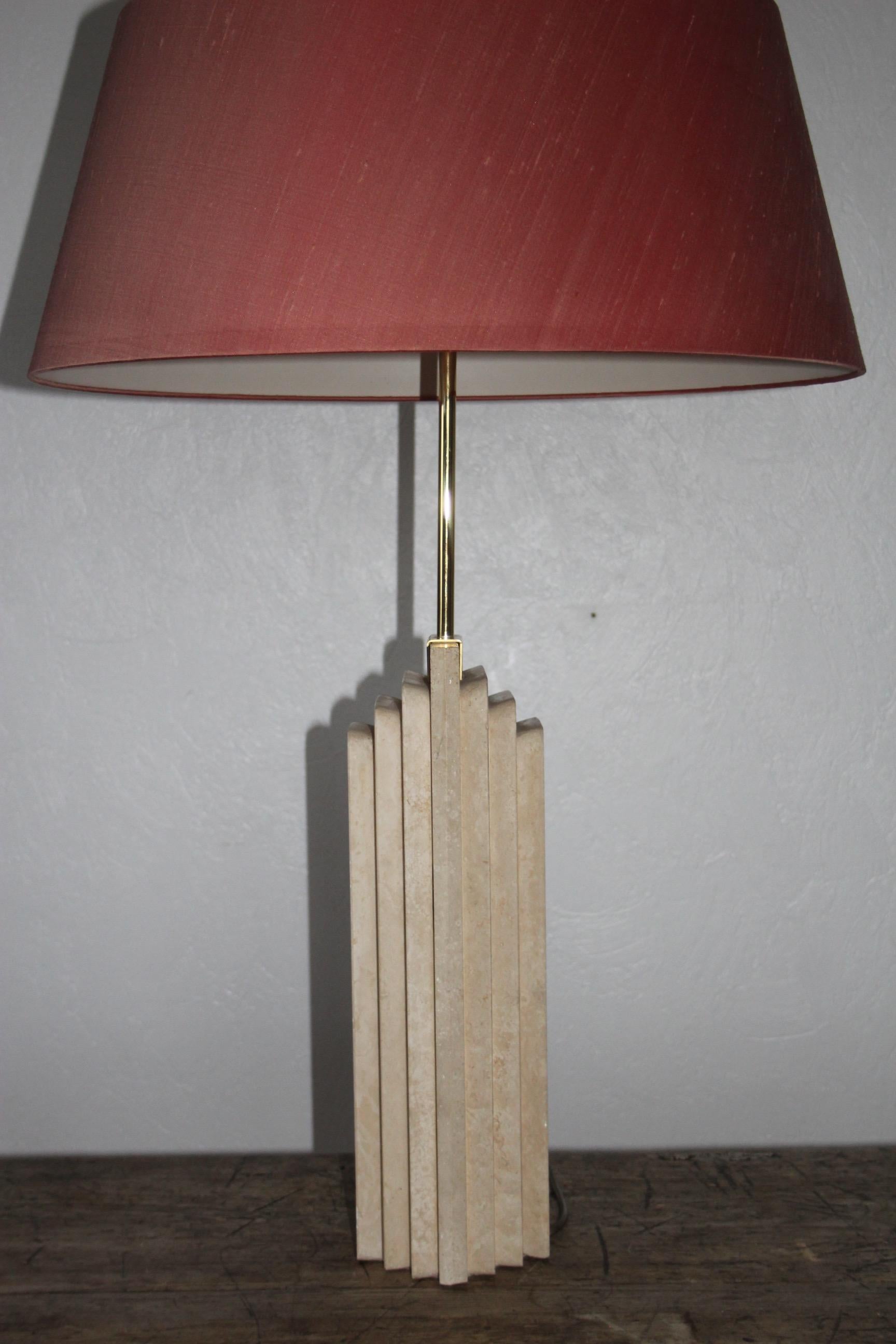 Late 20th Century Big Travertin Table Lamp