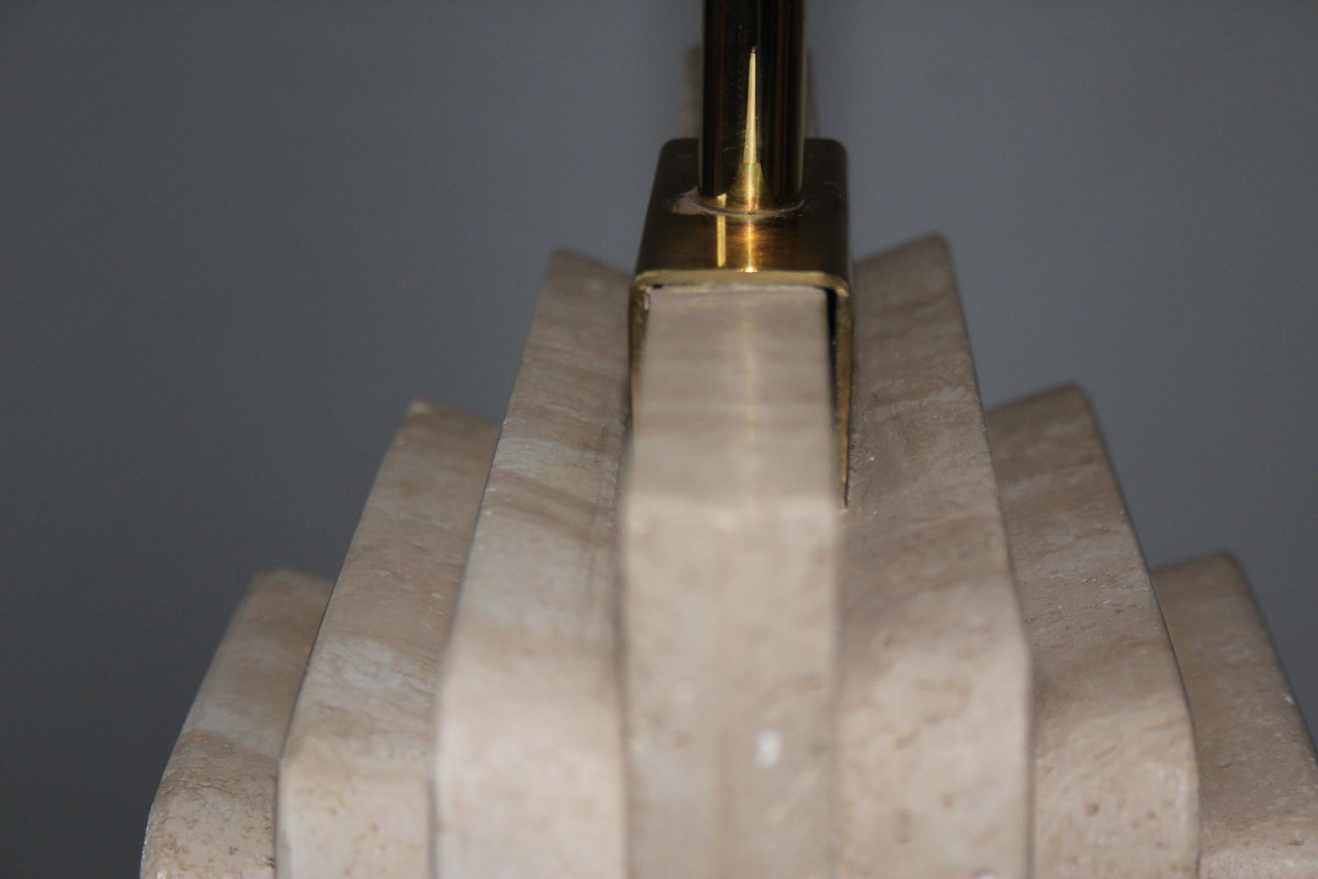 Brass Big Travertin Table Lamp