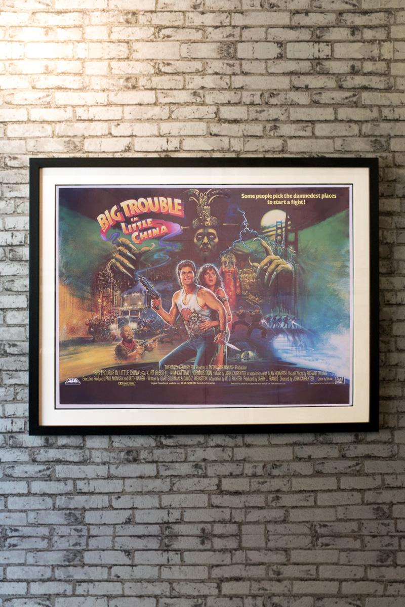 Big Trouble in Little China, the 1986 John Carpenter Chinatown martial-arts kung fu fantasy action adventure comedy starring Kurt Russell. The UK quad is generally recognised as having the best artwork from any country on this cult Classic. Kurt