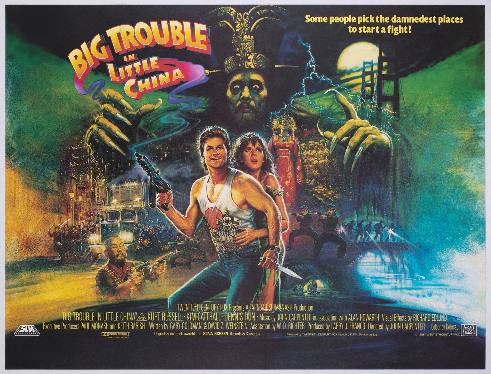 Big Trouble In Little China 1986 UK Quad Film Poster, Brian Bysouth For Sale