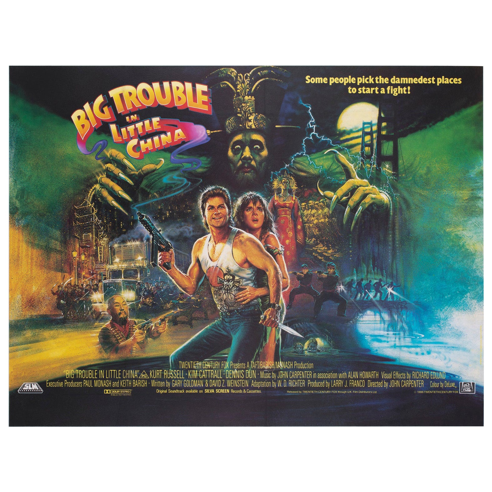 Big Trouble In Little China 1986 UK Quad Film Poster, Brian Bysouth en venta
