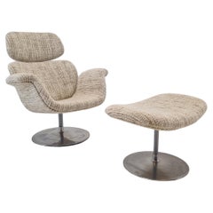 Vintage Big Tulip Chair and Ottoman by Pierre Paulin for Artifort, 1980s