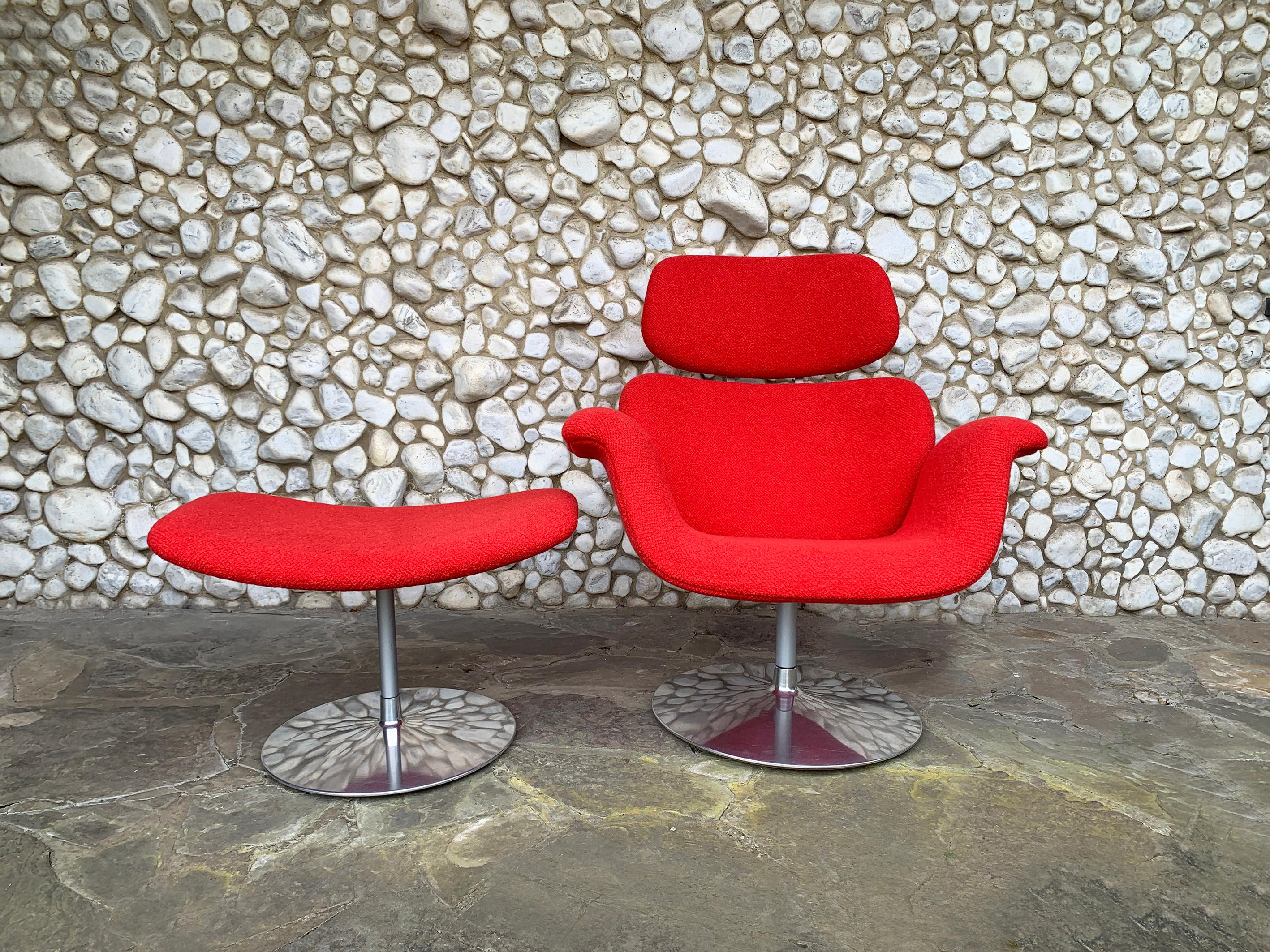 Mid-Century Modern Big Tulip Lounge Chair and Ottoman by Pierre Paulin for Artifort, 1980s